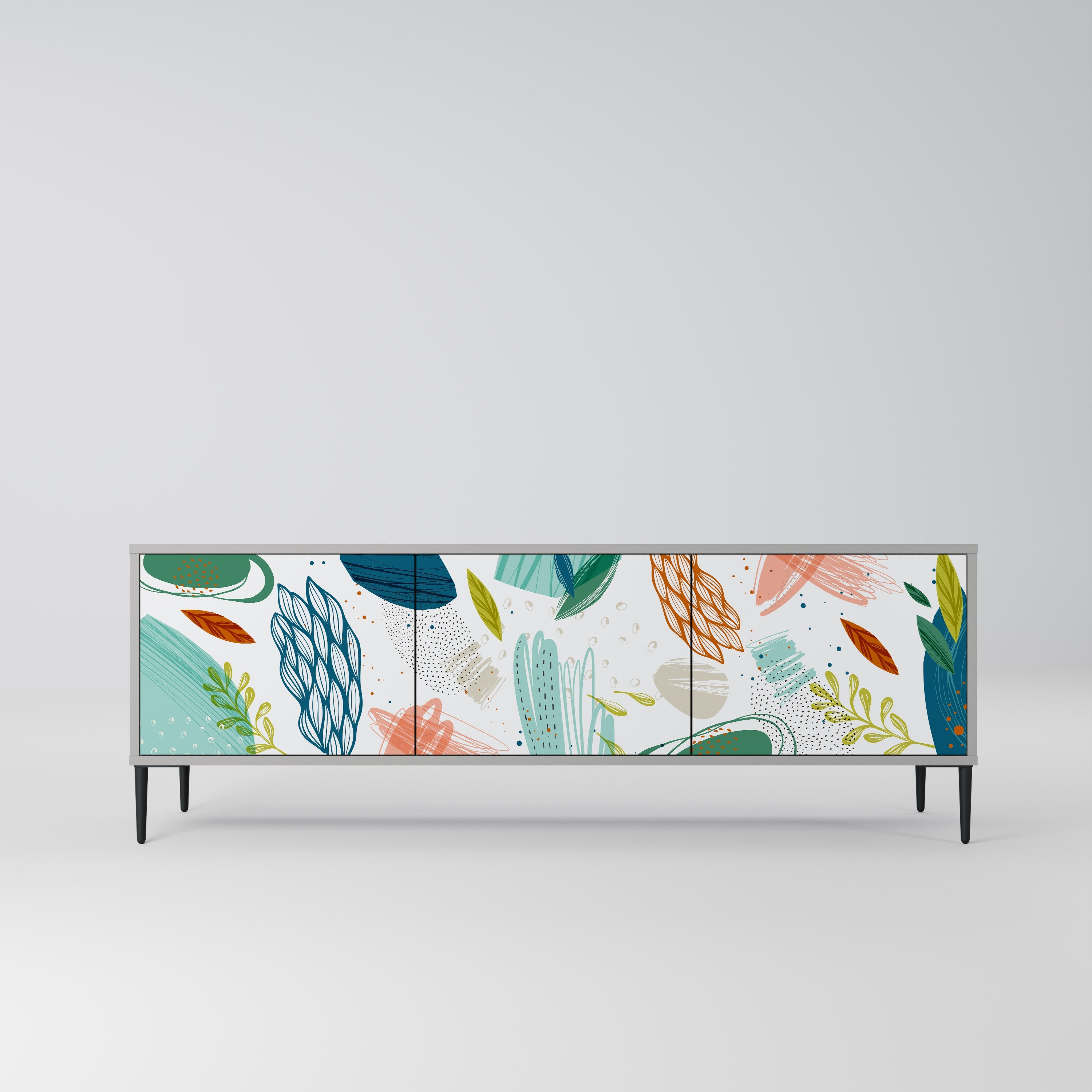 BOTANICAL HURRICANE Móvel de TV com 3 Portas em Acabamento Cinzento