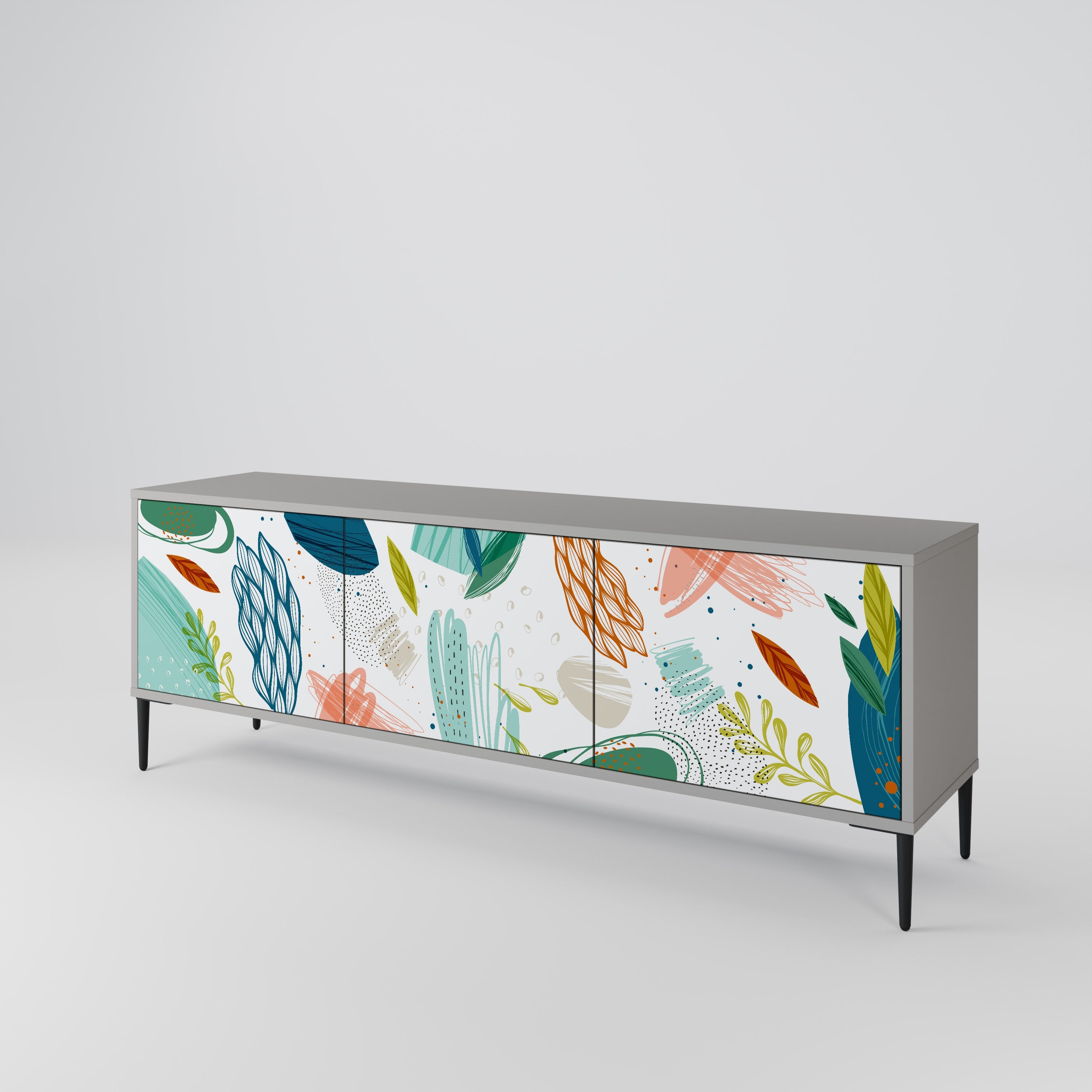 BOTANICAL HURRICANE Móvel de TV com 3 Portas em Acabamento Cinzento