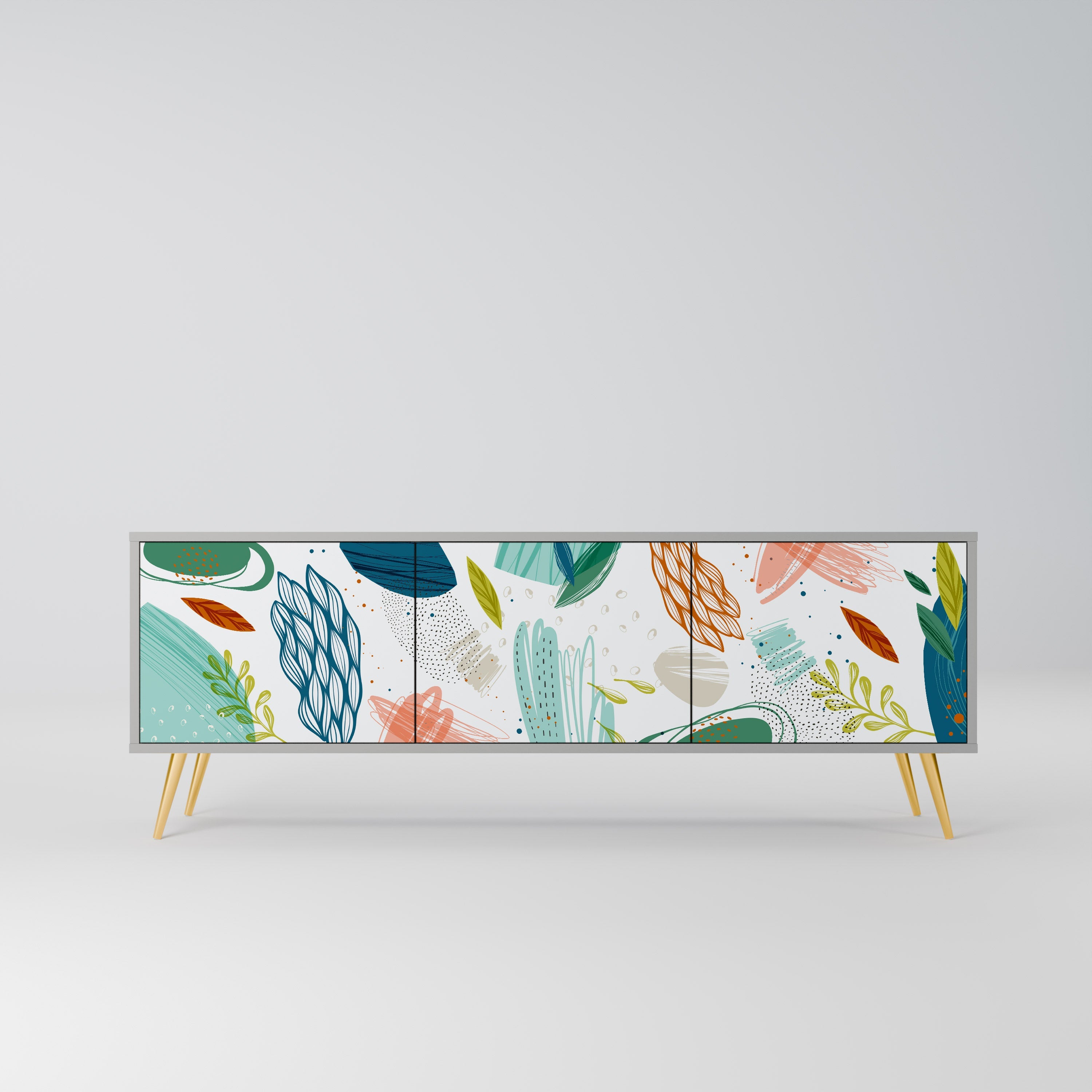 BOTANICAL HURRICANE Móvel de TV com 3 Portas em Acabamento Cinzento