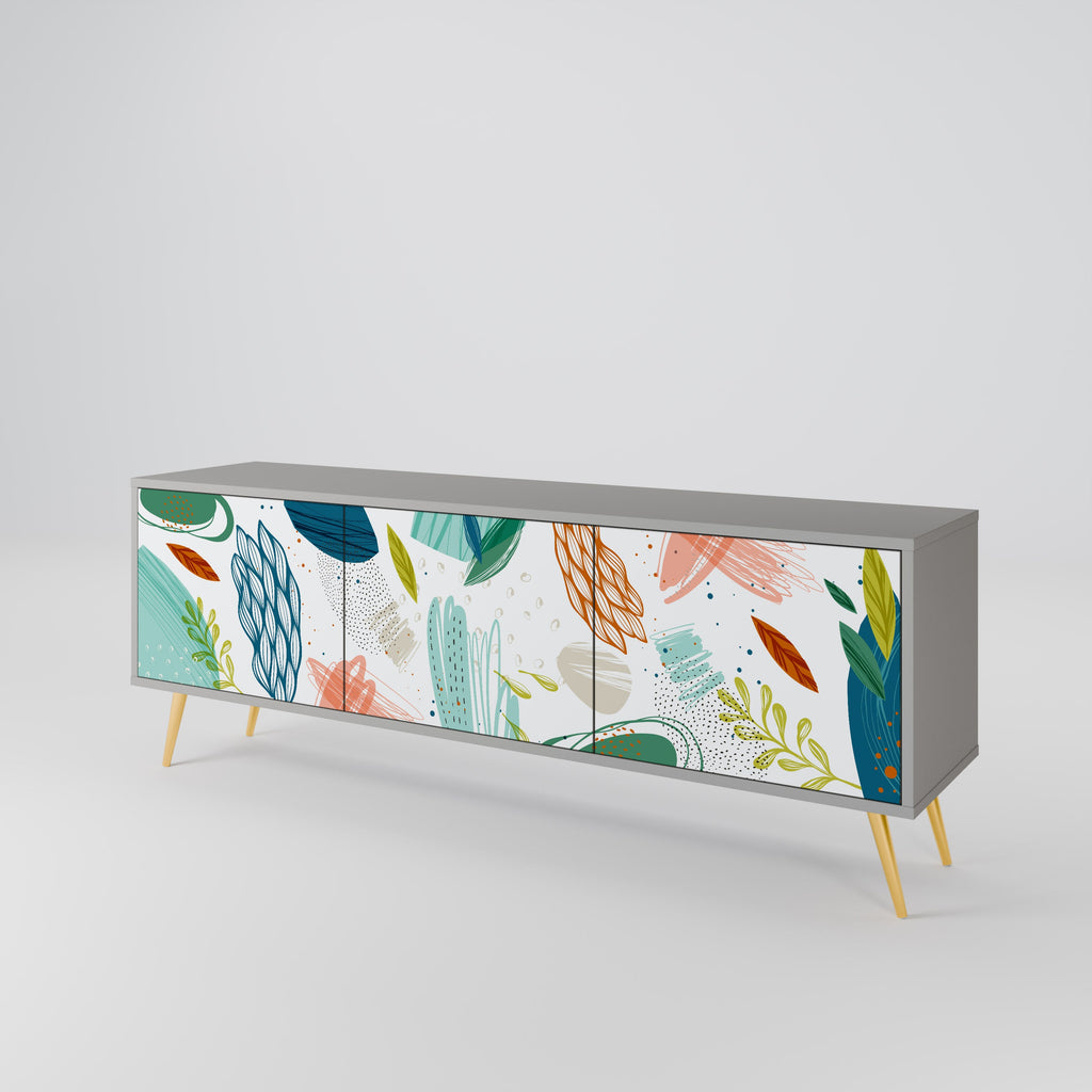 BOTANICAL HURRICANE Móvel de TV com 3 Portas em Acabamento Cinzento