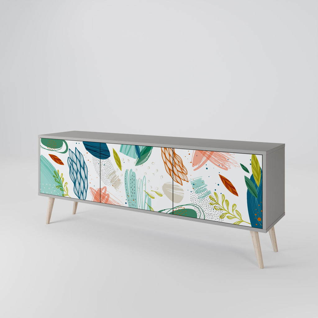 BOTANICAL HURRICANE Móvel de TV com 3 Portas em Acabamento Cinzento