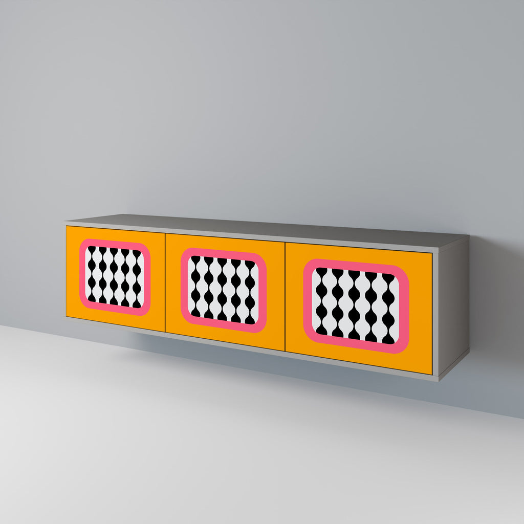 TEARS IN HEAVEN Móvel de TV com 3 Portas em Acabamento Cinzento