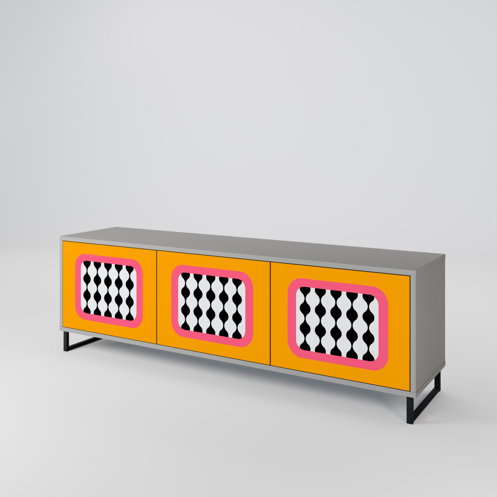 TEARS IN HEAVEN Móvel de TV com 3 Portas em Acabamento Cinzento