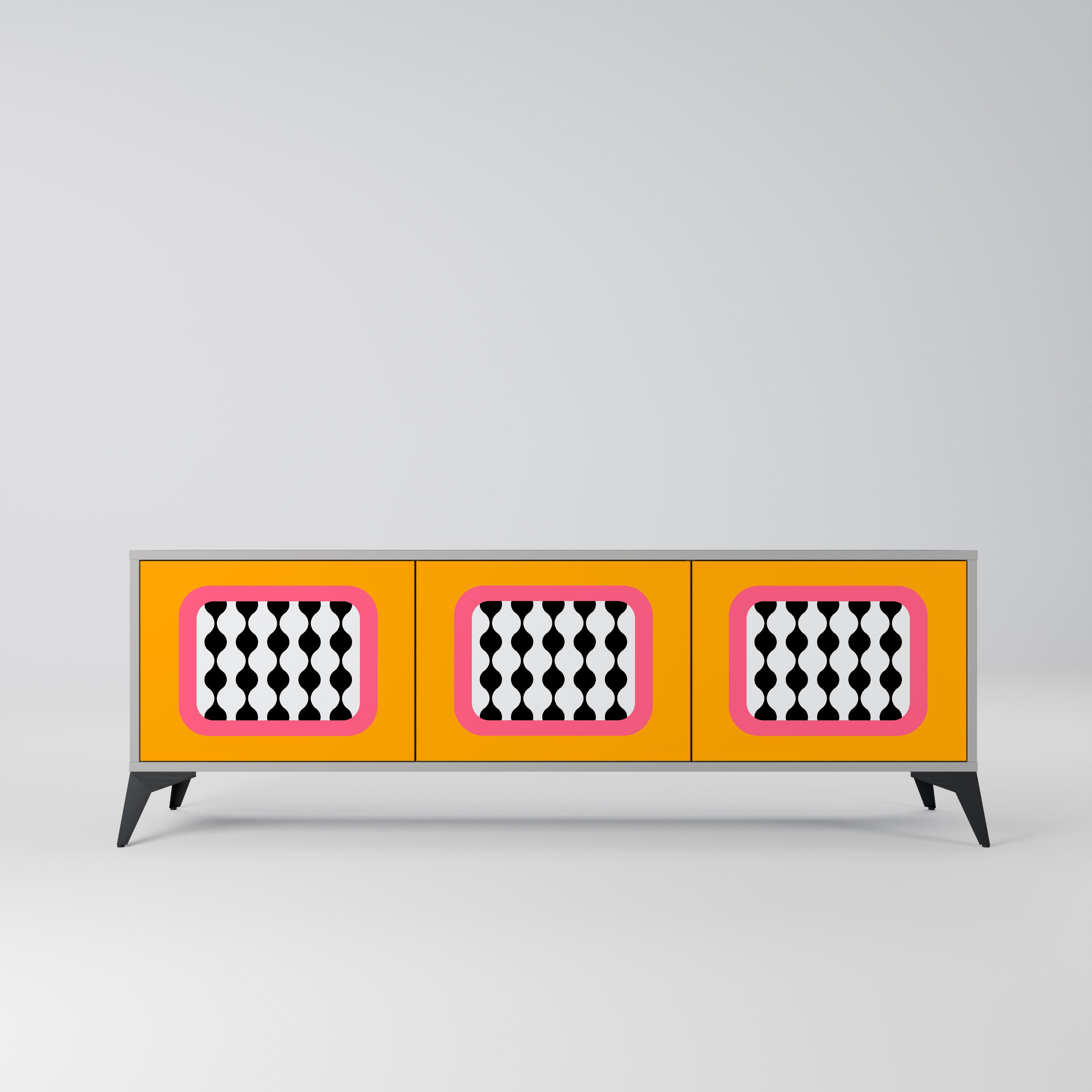 TEARS IN HEAVEN Móvel de TV com 3 Portas em Acabamento Cinzento