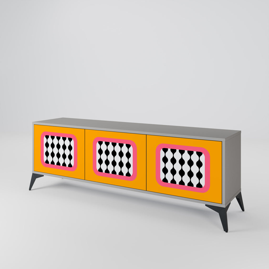 TEARS IN HEAVEN Móvel de TV com 3 Portas em Acabamento Cinzento