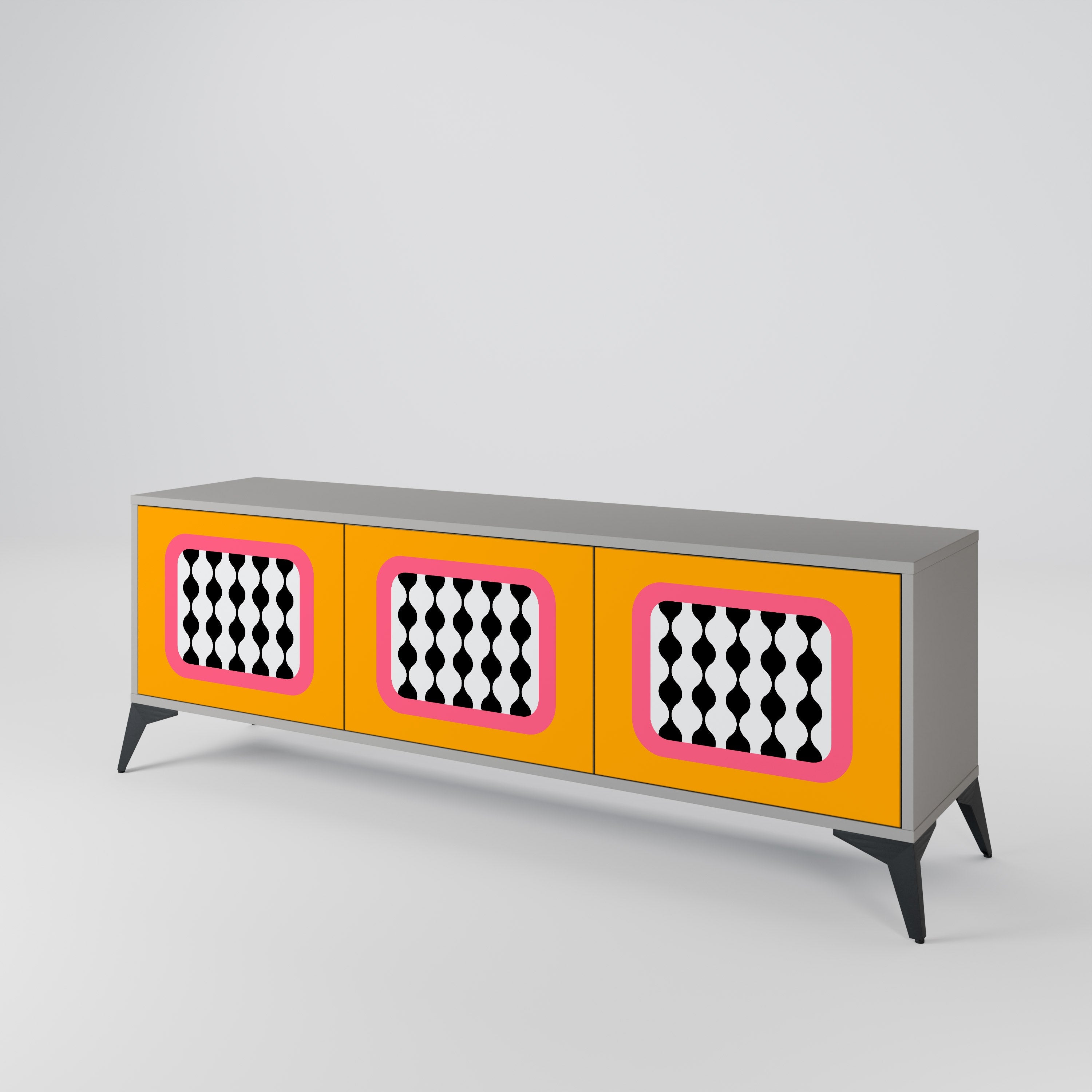 TEARS IN HEAVEN Móvel de TV com 3 Portas em Acabamento Cinzento