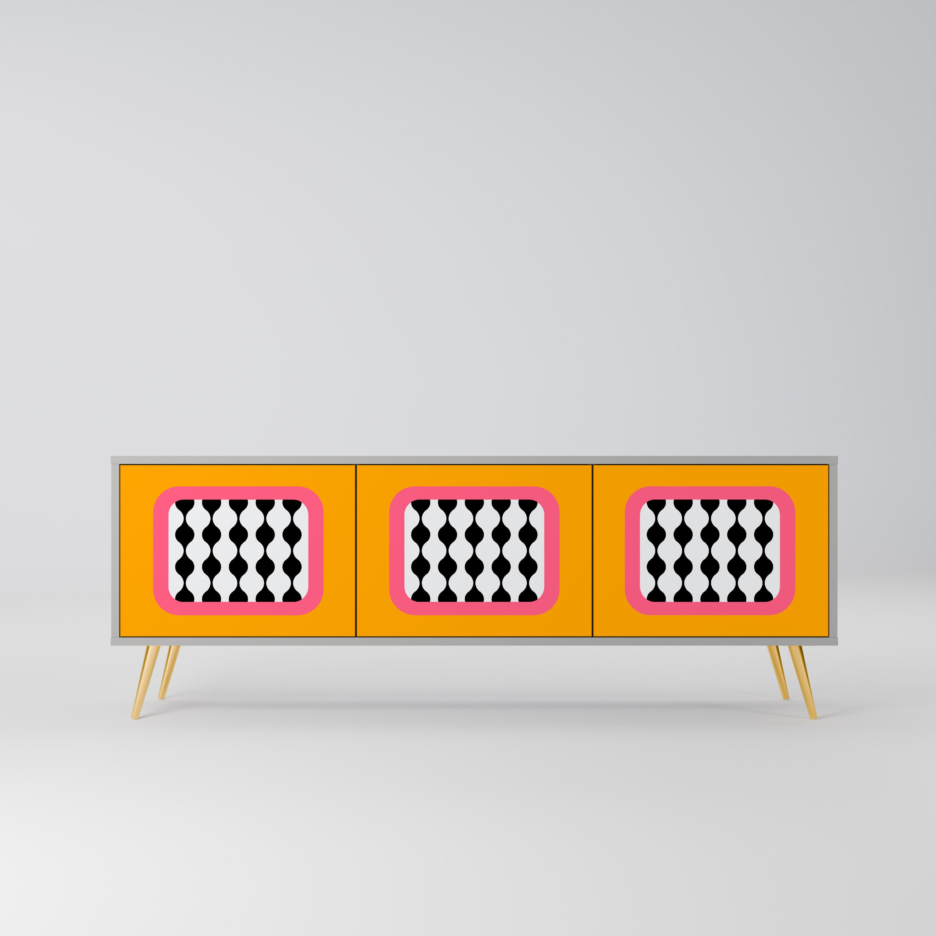 TEARS IN HEAVEN Móvel de TV com 3 Portas em Acabamento Cinzento