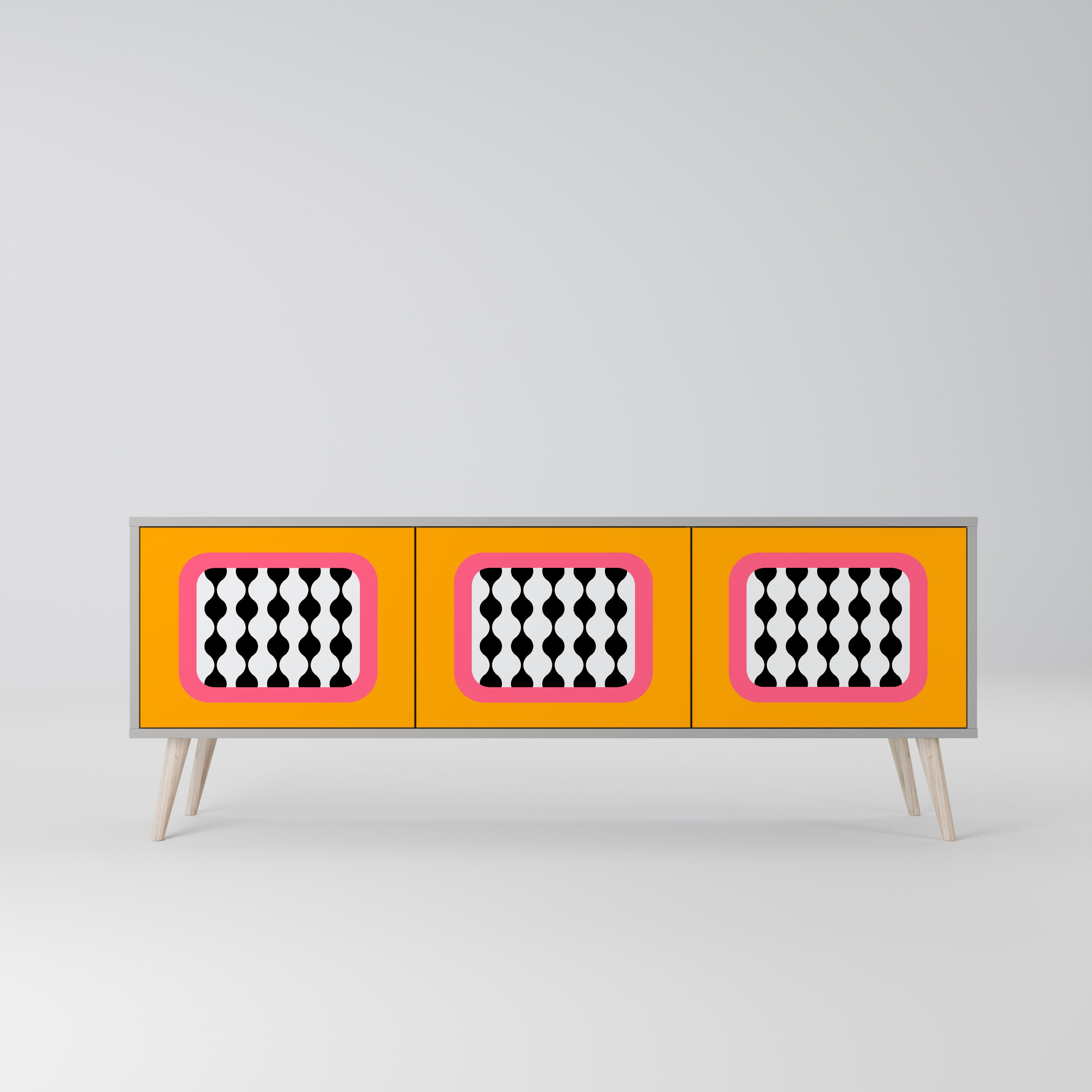 TEARS IN HEAVEN Móvel de TV com 3 Portas em Acabamento Cinzento