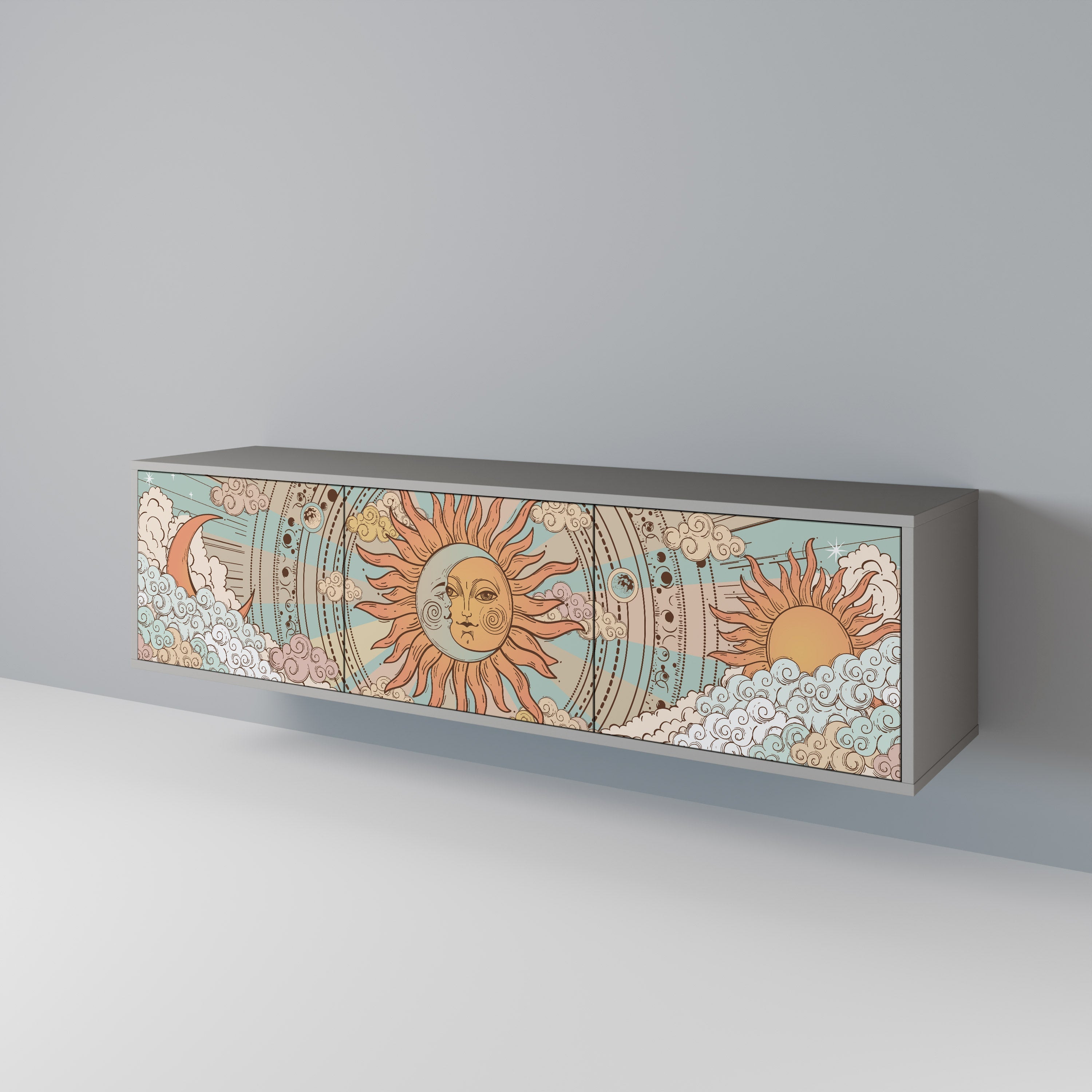 MYSTICAL STRUCTURE Móvel de TV com 3 Portas em Acabamento Cinzento