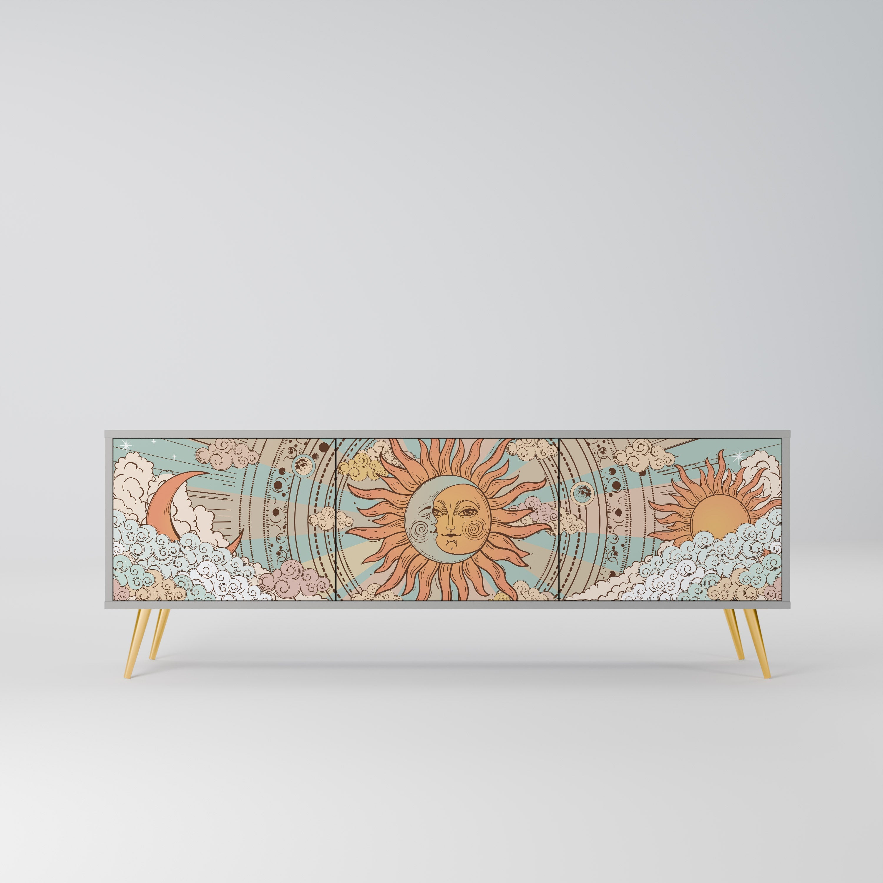 MYSTICAL STRUCTURE Móvel de TV com 3 Portas em Acabamento Cinzento