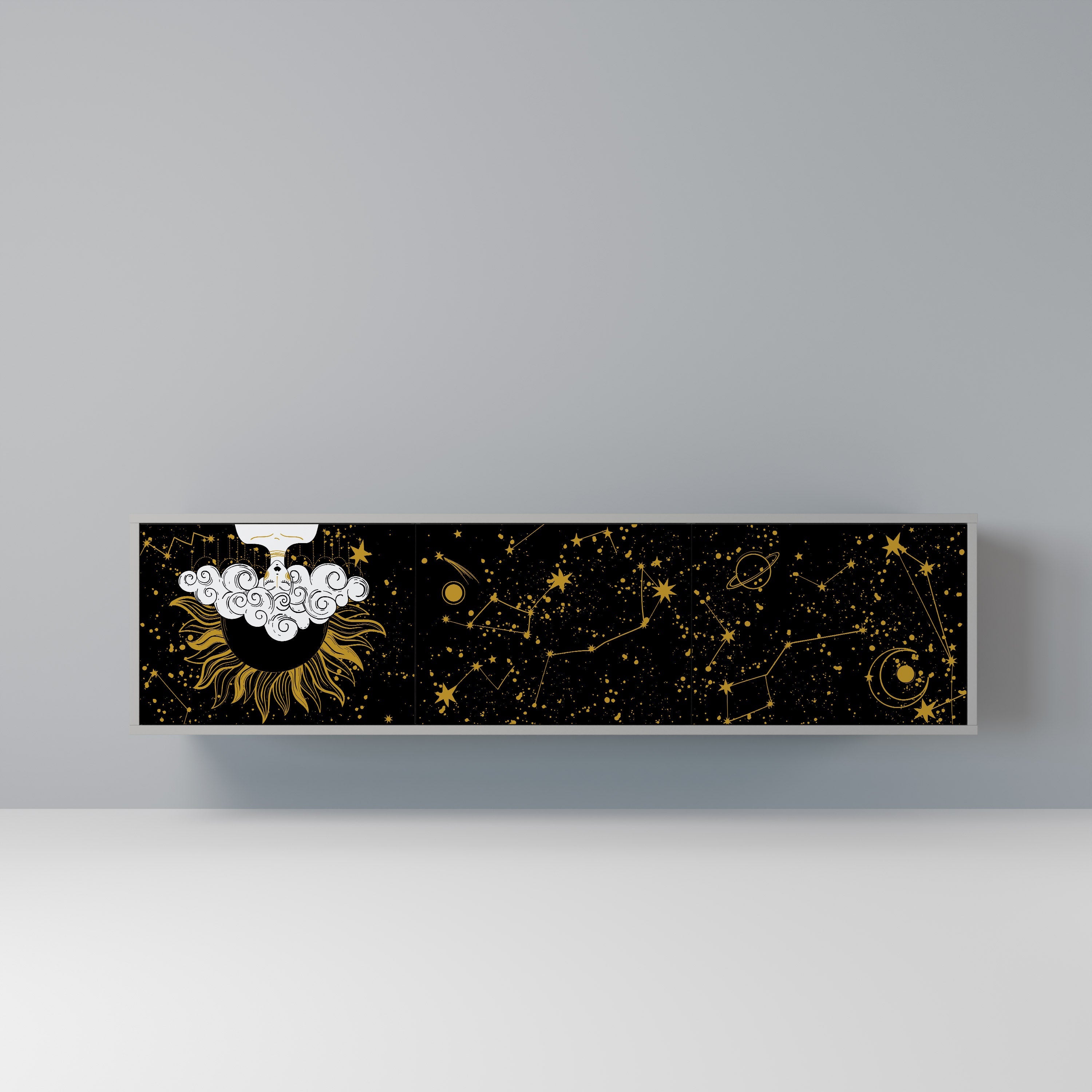 STELLAR CONSTELLATIONS Móvel de TV com 3 Portas em Acabamento Cinzento