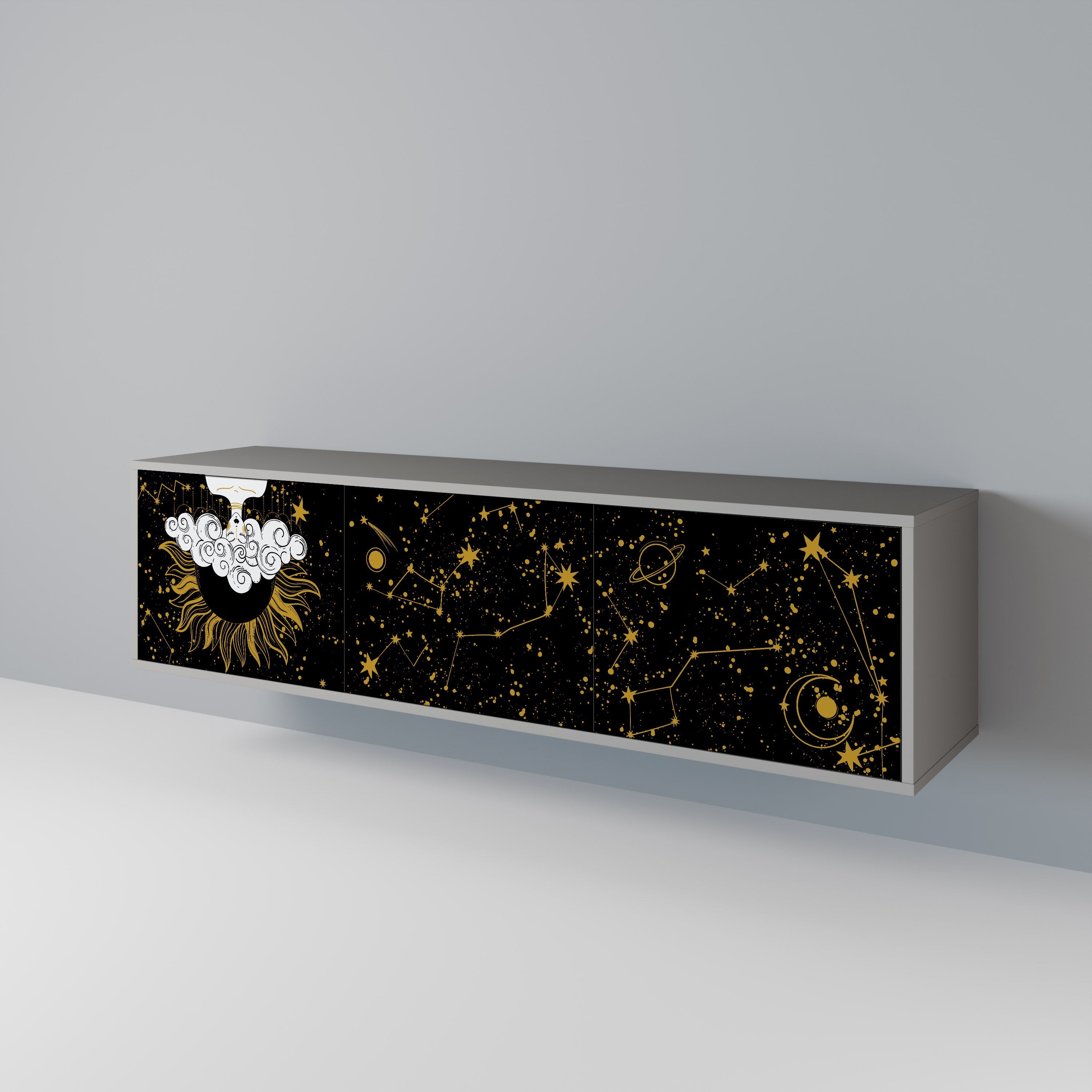 STELLAR CONSTELLATIONS Móvel de TV com 3 Portas em Acabamento Cinzento