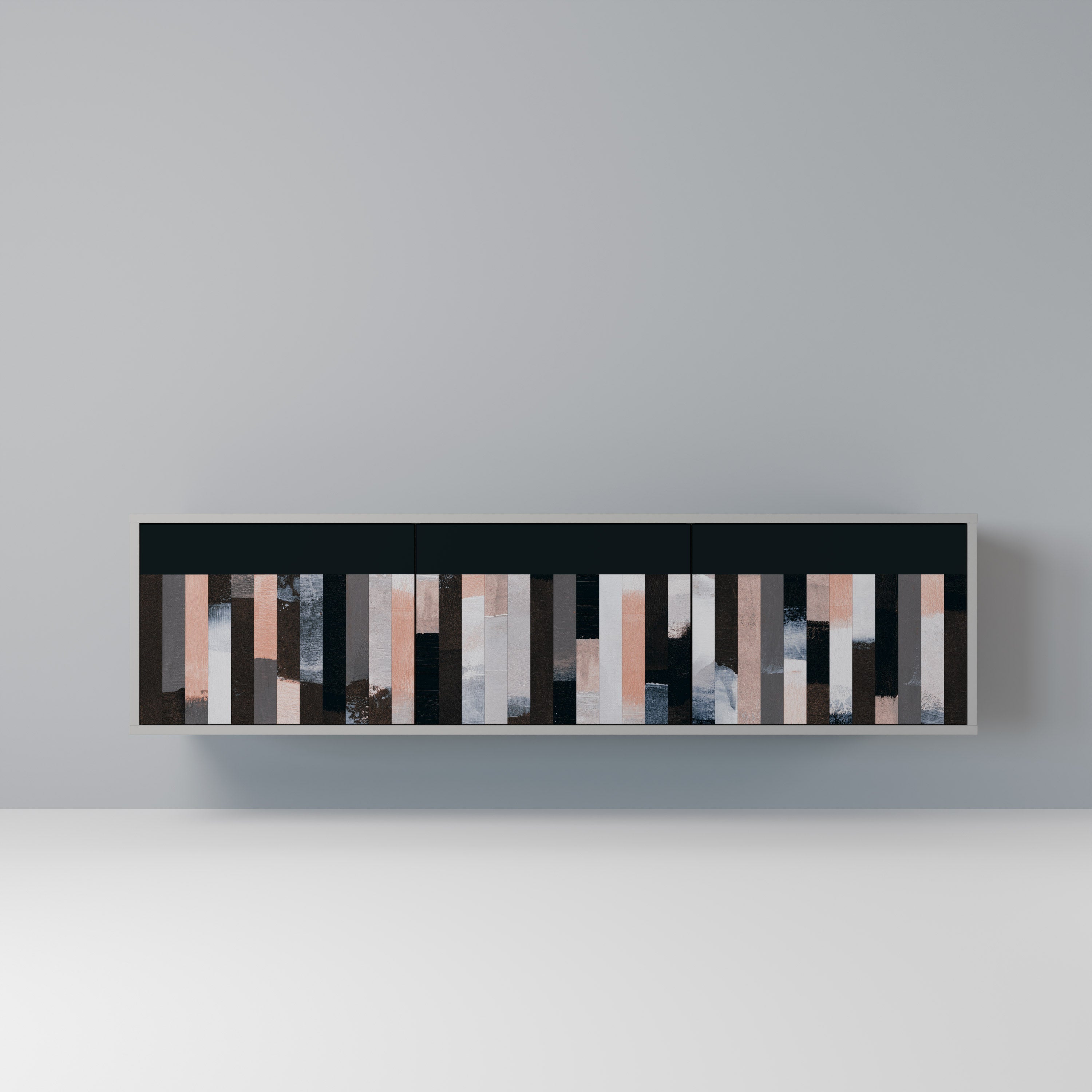 COLLAGE OF RECTANGLES Móvel de TV com 3 Portas em Acabamento Cinzento