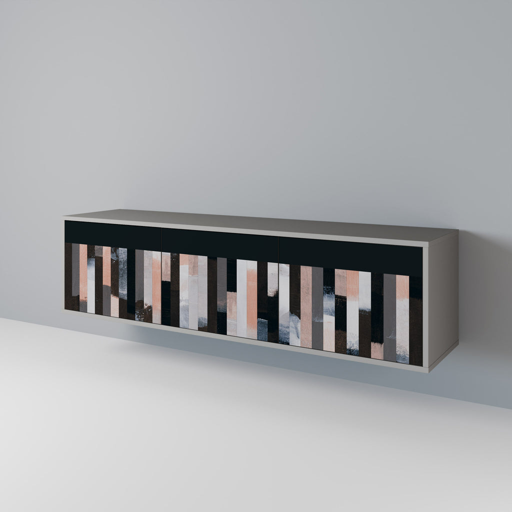 COLLAGE OF RECTANGLES Móvel de TV com 3 Portas em Acabamento Cinzento