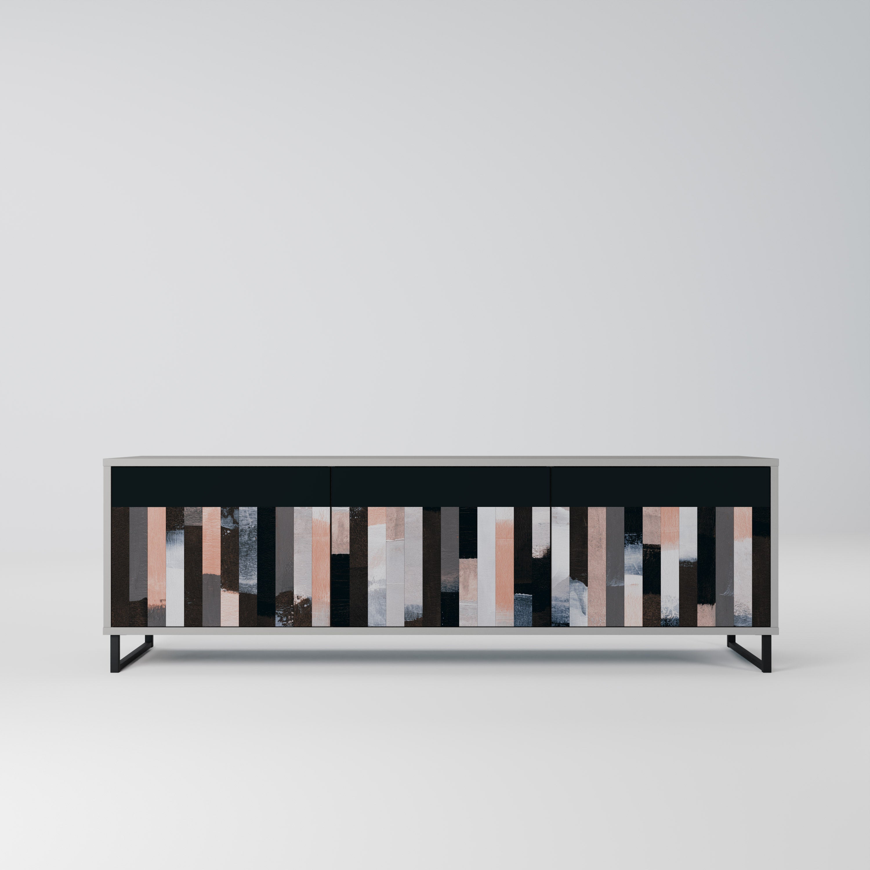 COLLAGE OF RECTANGLES Móvel de TV com 3 Portas em Acabamento Cinzento