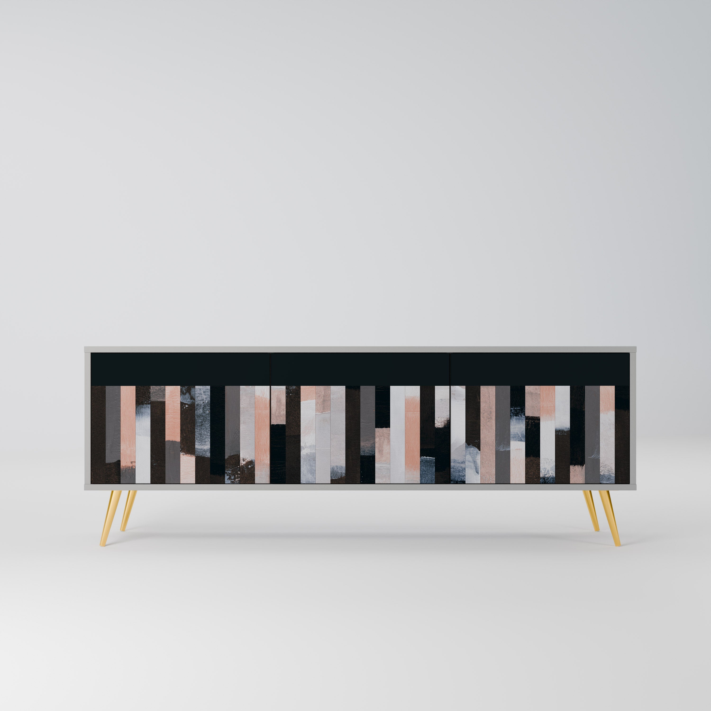 COLLAGE OF RECTANGLES Móvel de TV com 3 Portas em Acabamento Cinzento