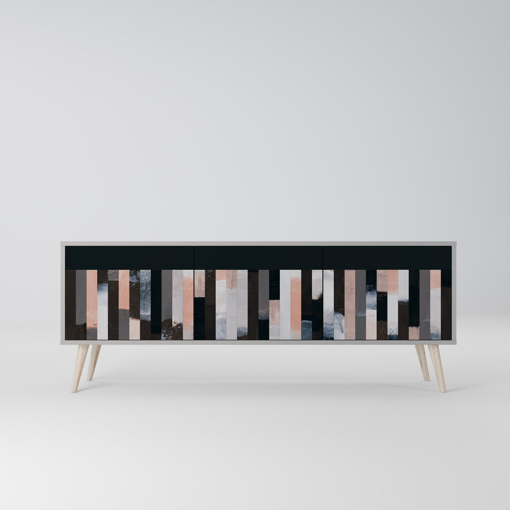 COLLAGE OF RECTANGLES Móvel de TV com 3 Portas em Acabamento Cinzento