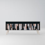 COLLAGE OF RECTANGLES Móvel de TV com 3 Portas em Acabamento Cinzento