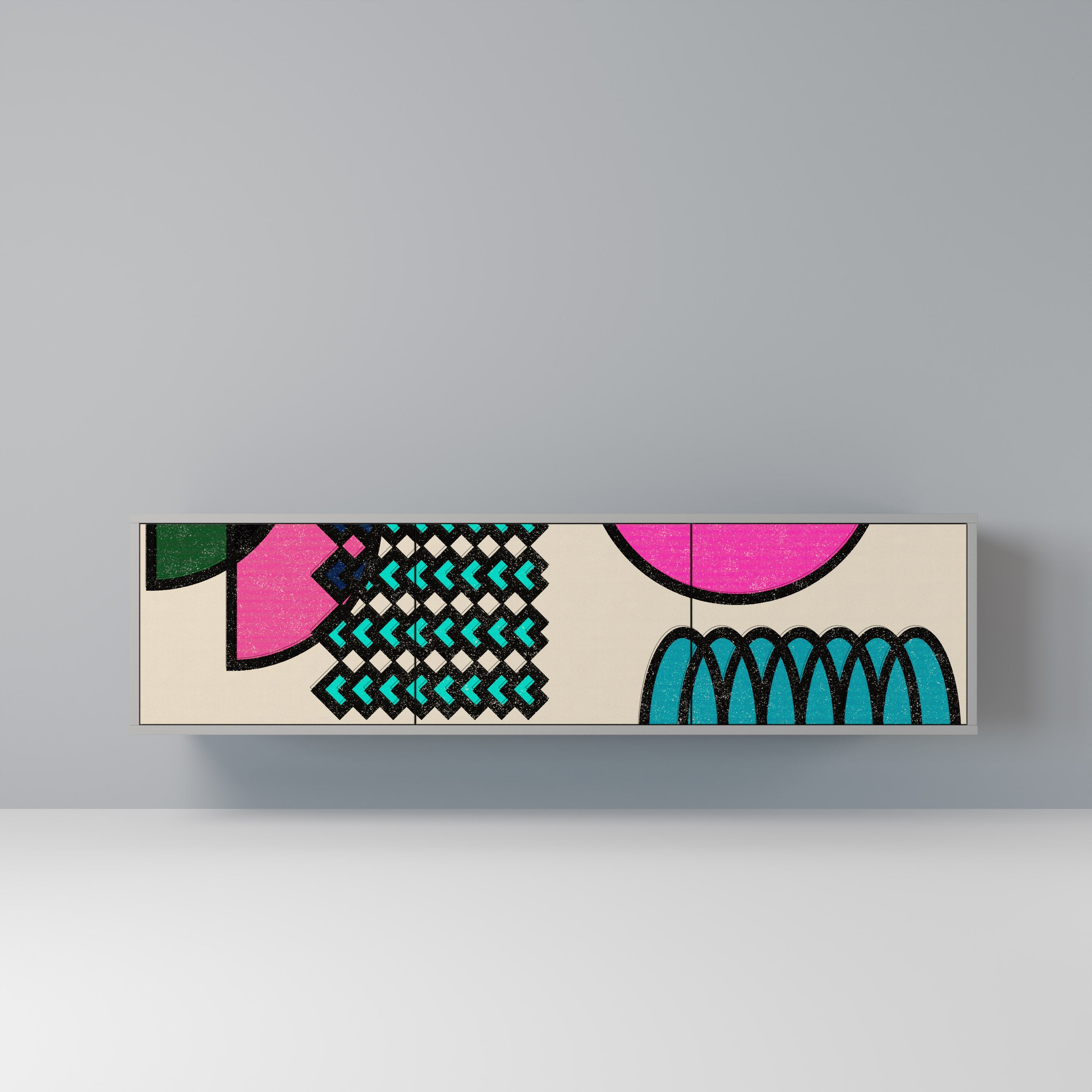 GEOMETRIC RHAPSODY Móvel de TV com 3 Portas em Acabamento Cinzento