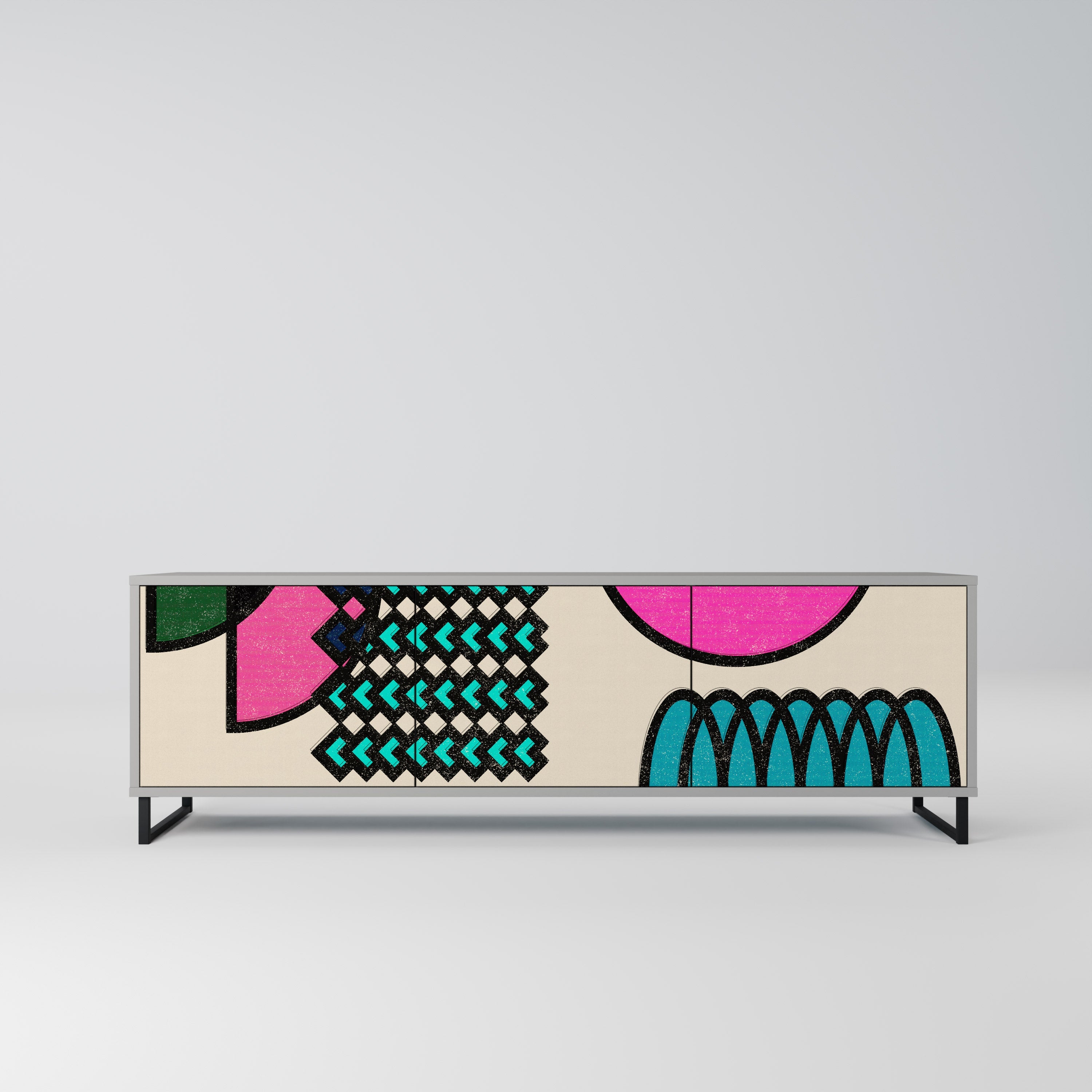 GEOMETRIC RHAPSODY Móvel de TV com 3 Portas em Acabamento Cinzento