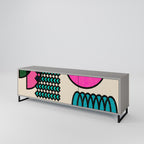 GEOMETRIC RHAPSODY 3-Door TV Stand in Grey Finish