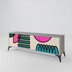 GEOMETRIC RHAPSODY 3-Door TV Stand in Grey Finish