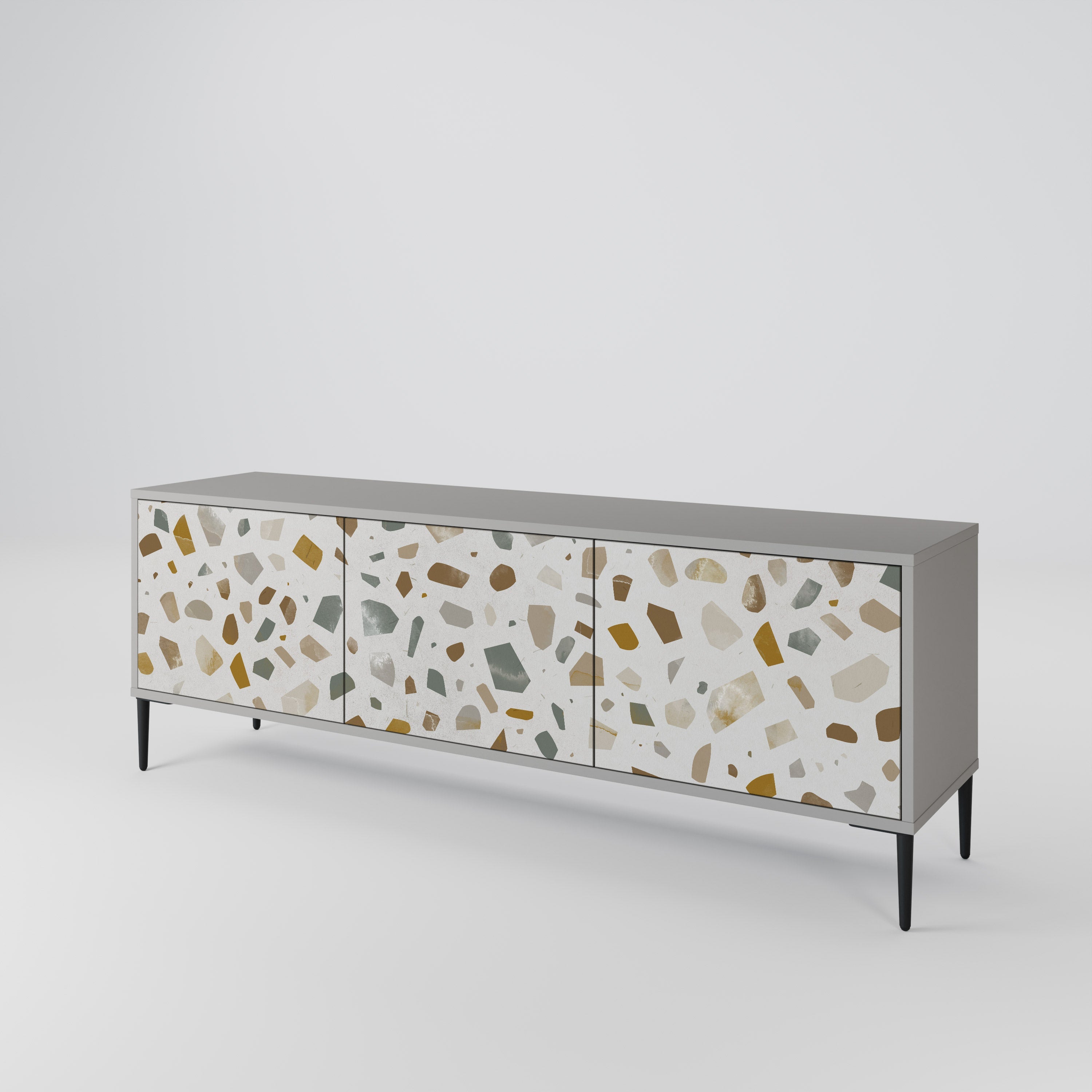 PIECES OF TOMORROW Móvel de TV com 3 Portas em Acabamento Cinzento