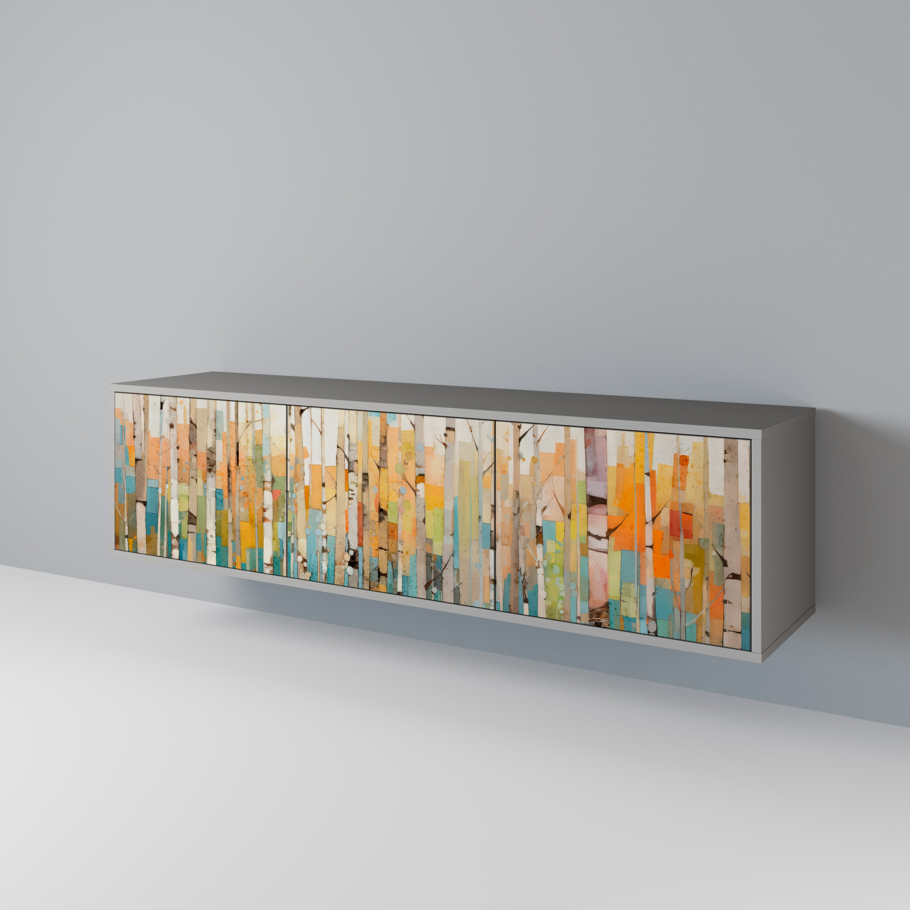 BIRCH KALEIDOSCOPE Móvel de TV com 3 Portas em Acabamento Cinzento