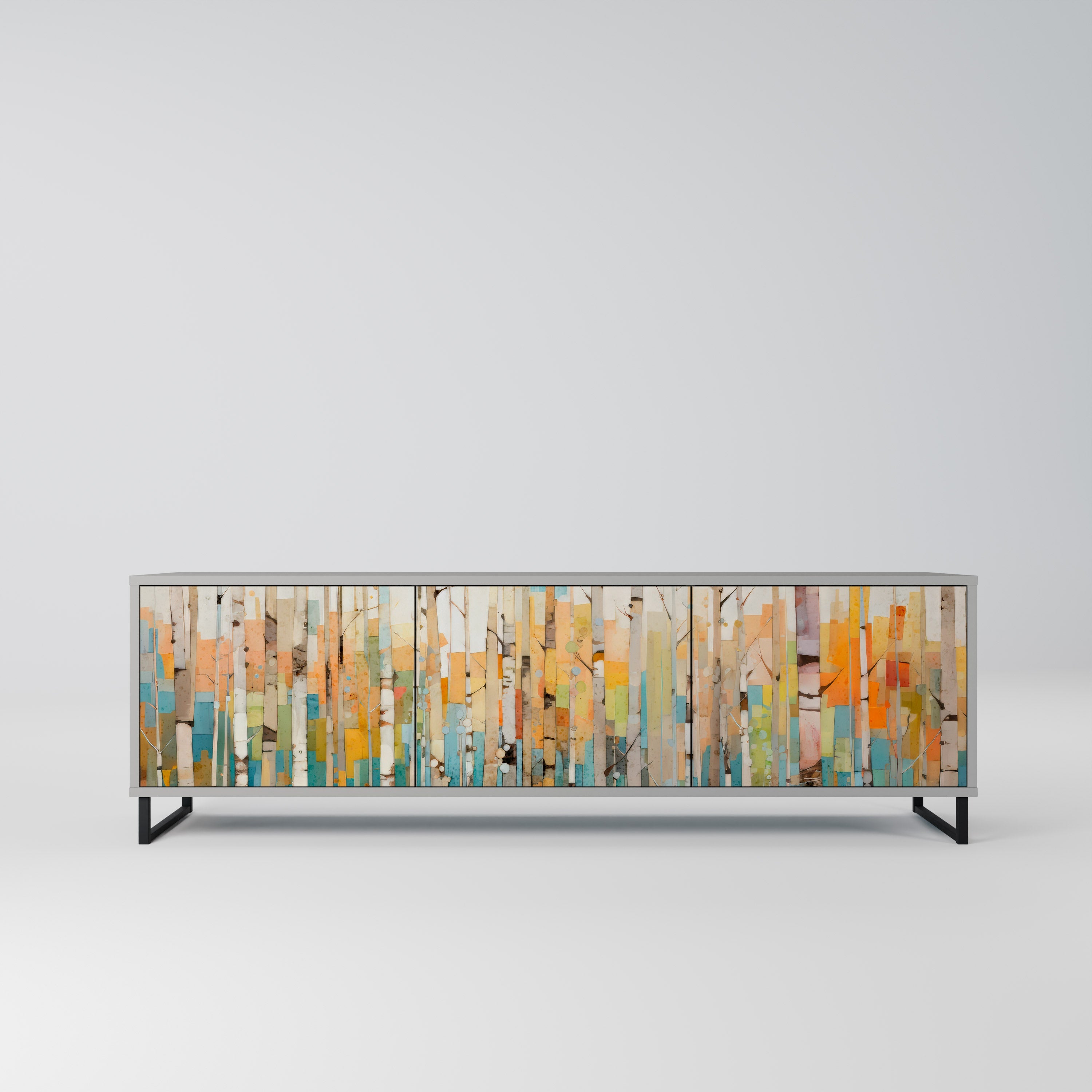 BIRCH KALEIDOSCOPE Móvel de TV com 3 Portas em Acabamento Cinzento