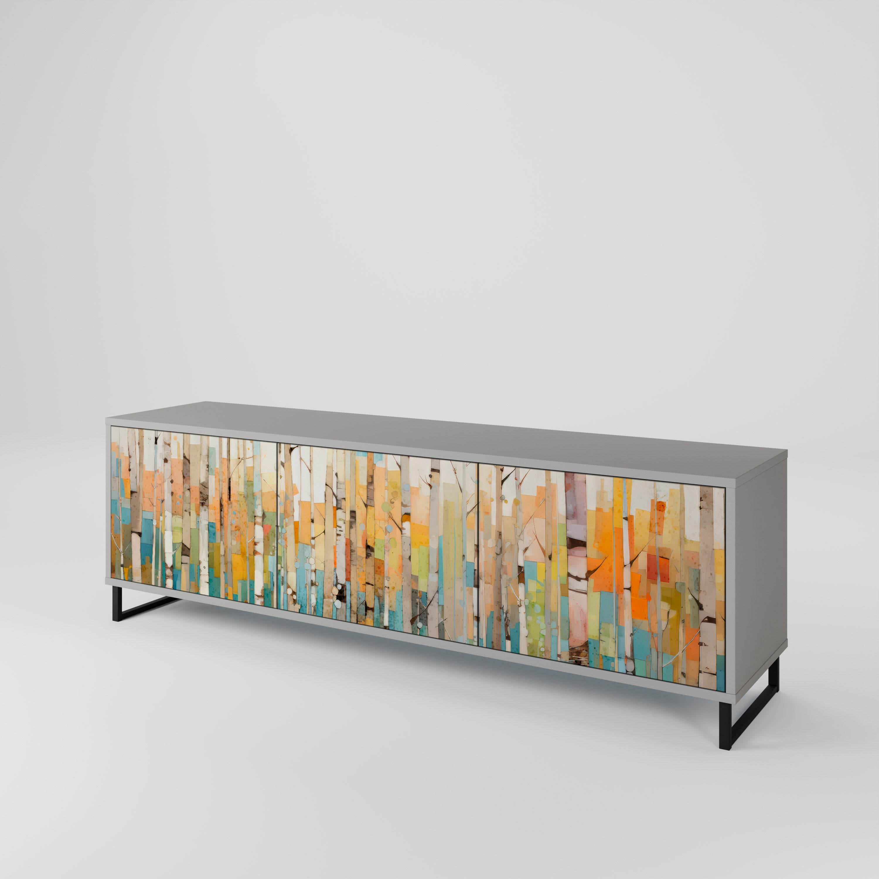 BIRCH KALEIDOSCOPE Móvel de TV com 3 Portas em Acabamento Cinzento