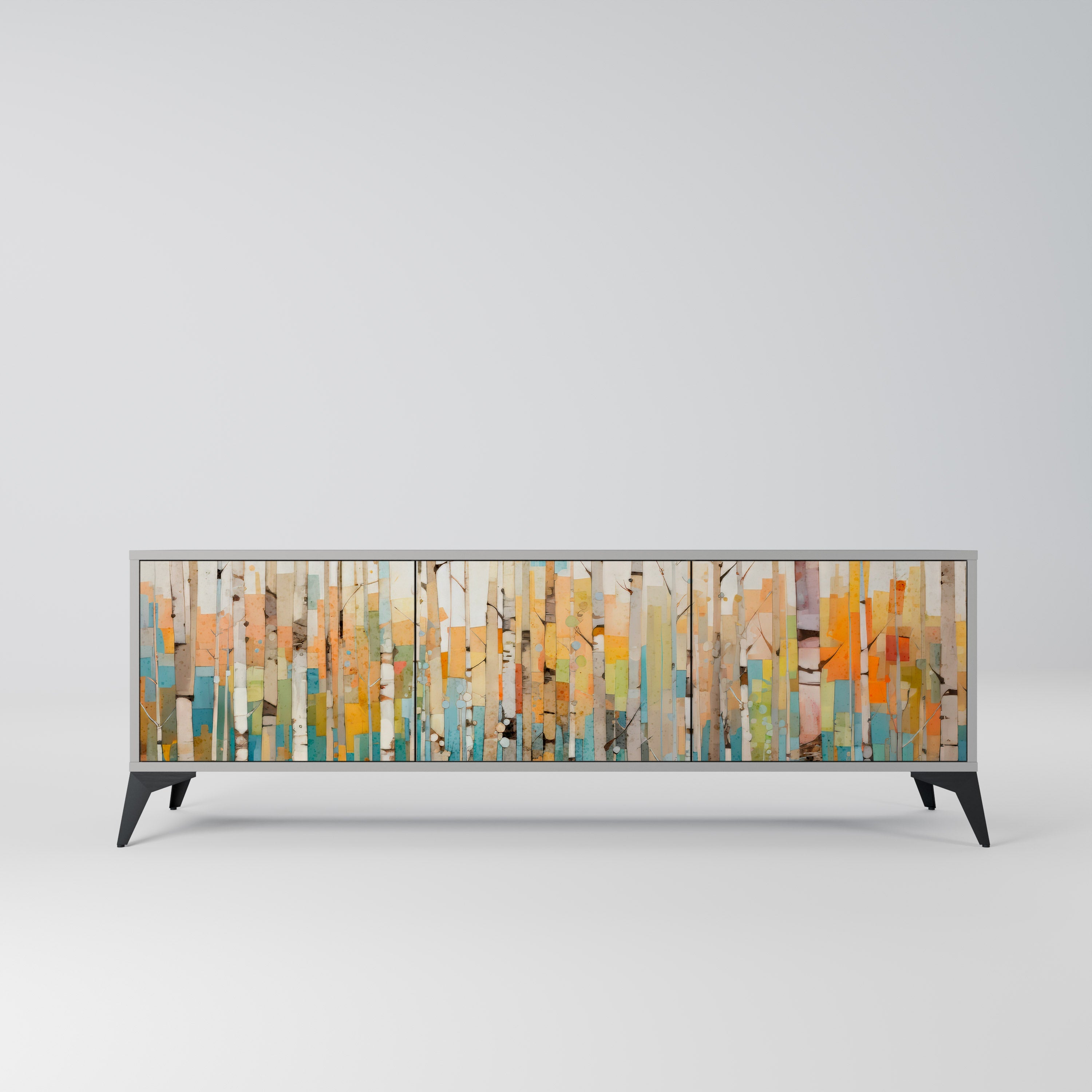 BIRCH KALEIDOSCOPE Móvel de TV com 3 Portas em Acabamento Cinzento