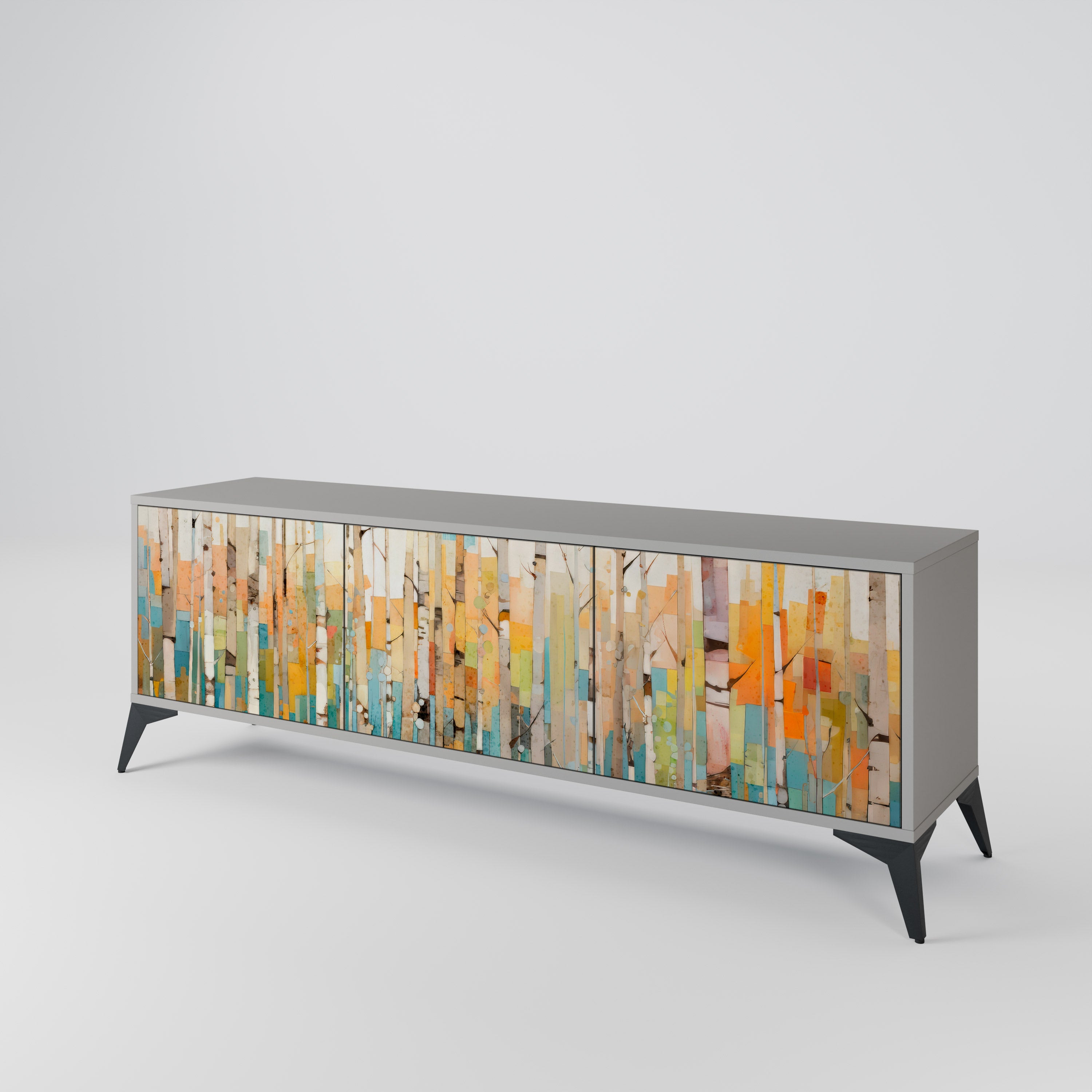 BIRCH KALEIDOSCOPE Móvel de TV com 3 Portas em Acabamento Cinzento