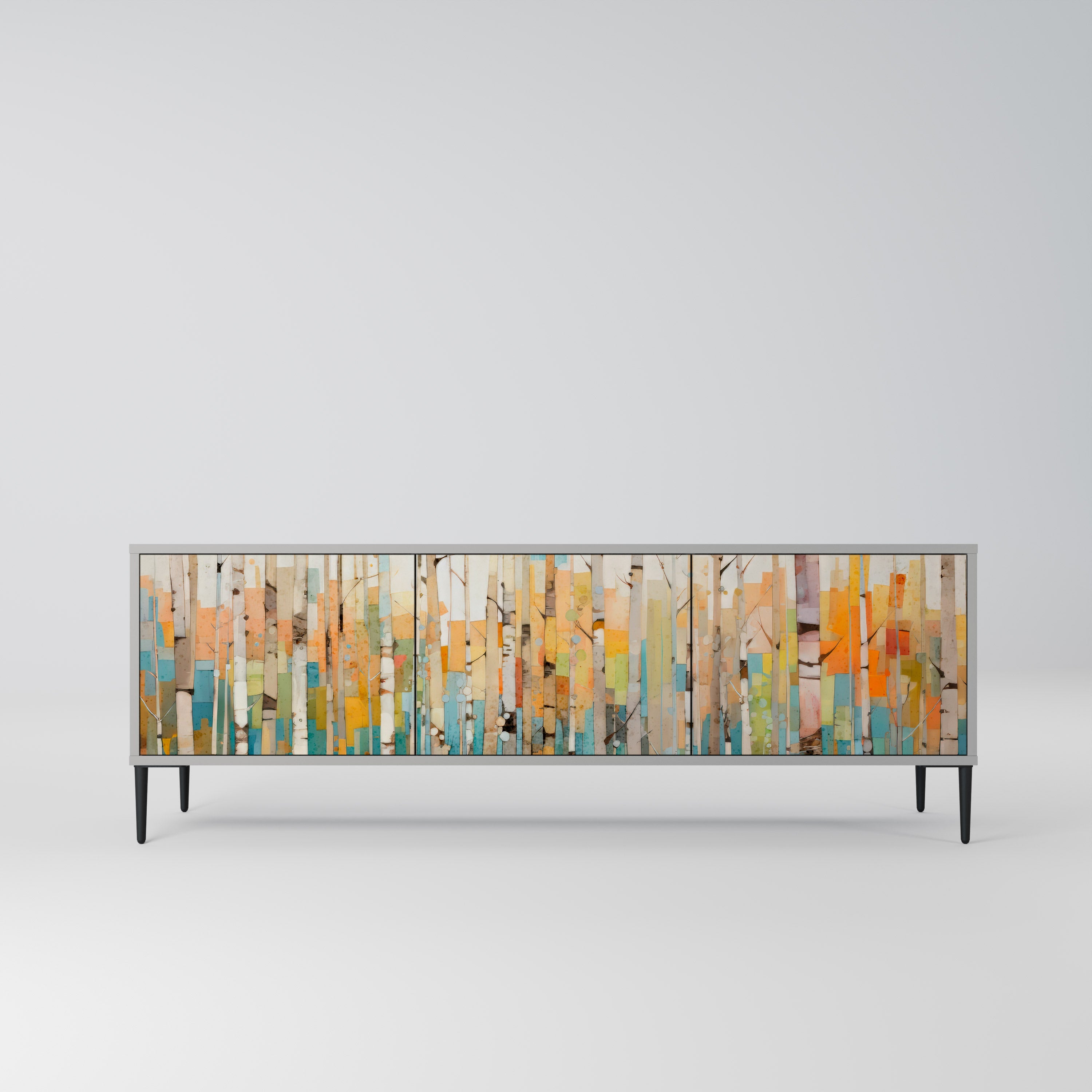 BIRCH KALEIDOSCOPE Móvel de TV com 3 Portas em Acabamento Cinzento