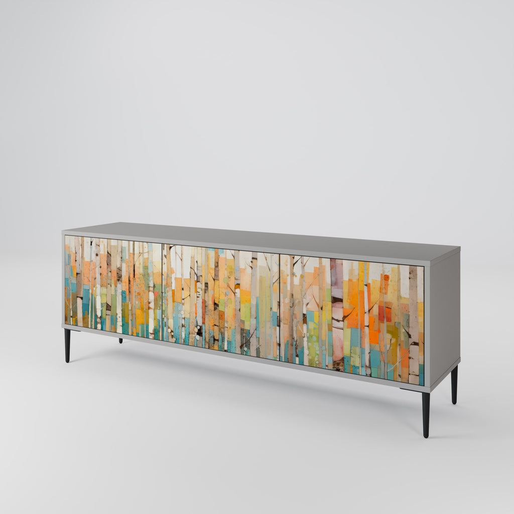 BIRCH KALEIDOSCOPE Móvel de TV com 3 Portas em Acabamento Cinzento