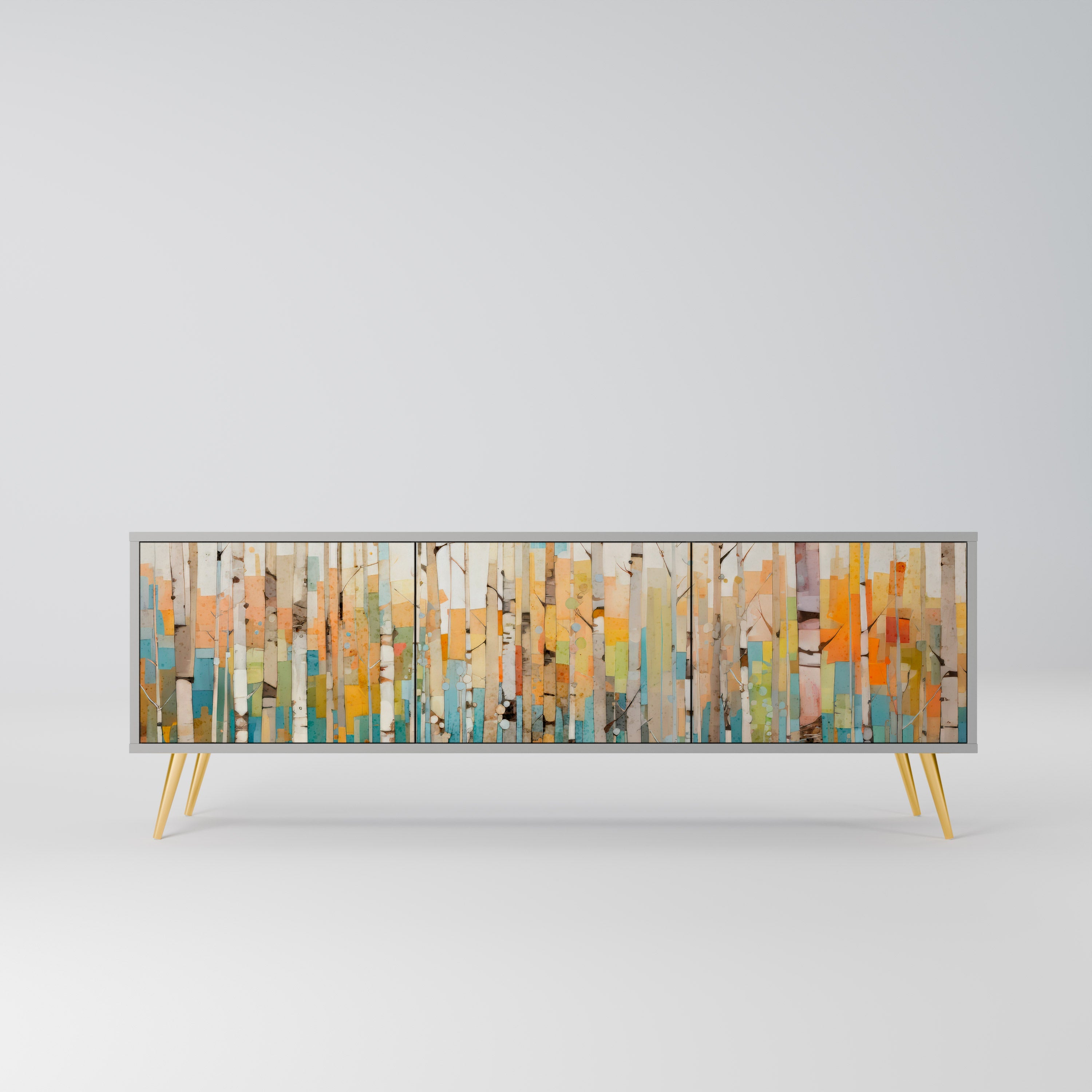 BIRCH KALEIDOSCOPE Móvel de TV com 3 Portas em Acabamento Cinzento