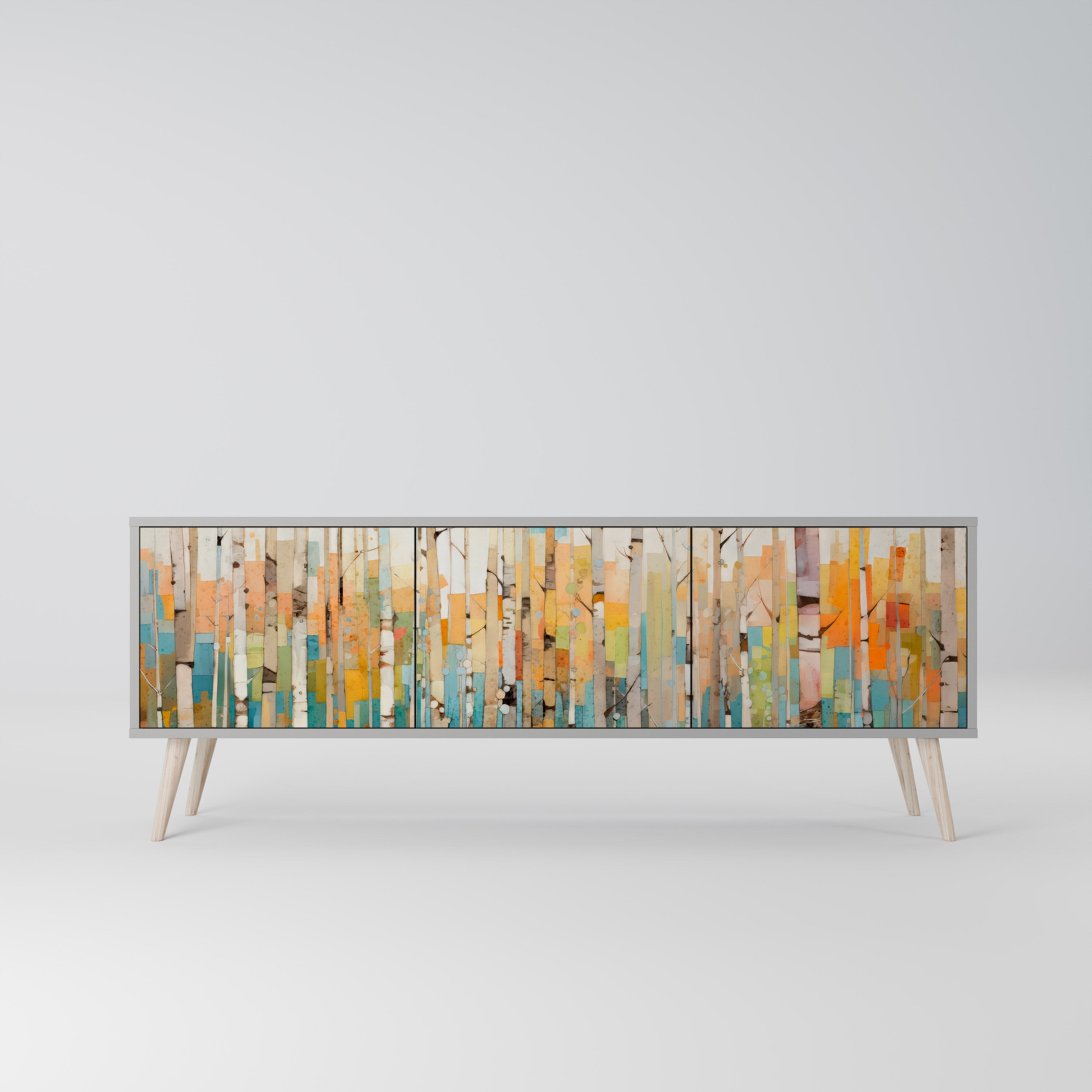 BIRCH KALEIDOSCOPE Móvel de TV com 3 Portas em Acabamento Cinzento