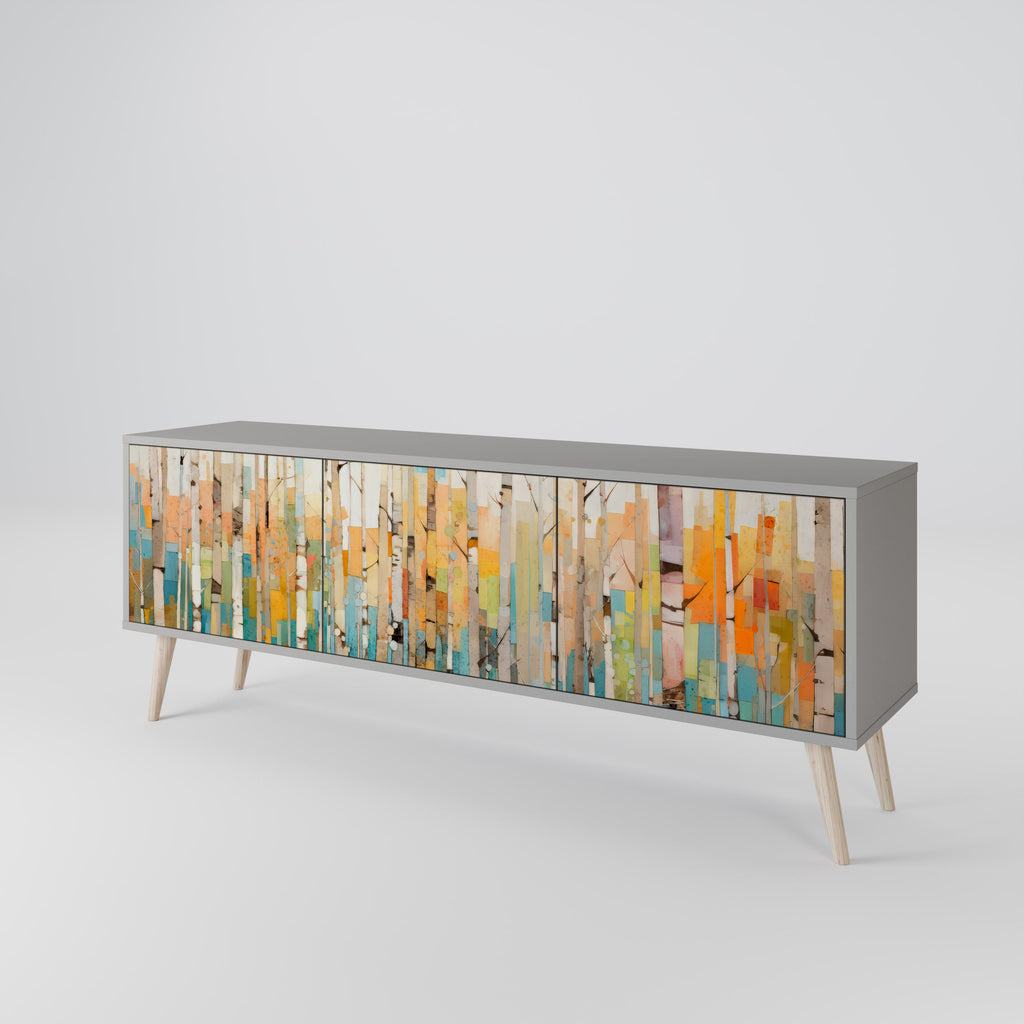 BIRCH KALEIDOSCOPE Móvel de TV com 3 Portas em Acabamento Cinzento