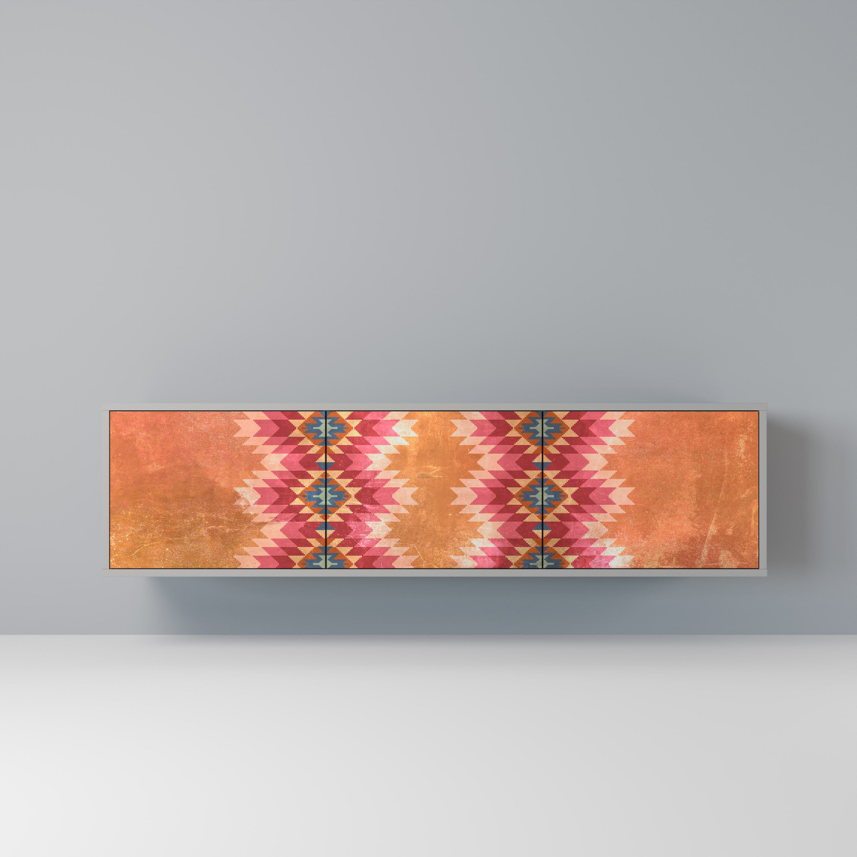 INDIAN FOLK Móvel de TV com 3 Portas em Acabamento Cinzento