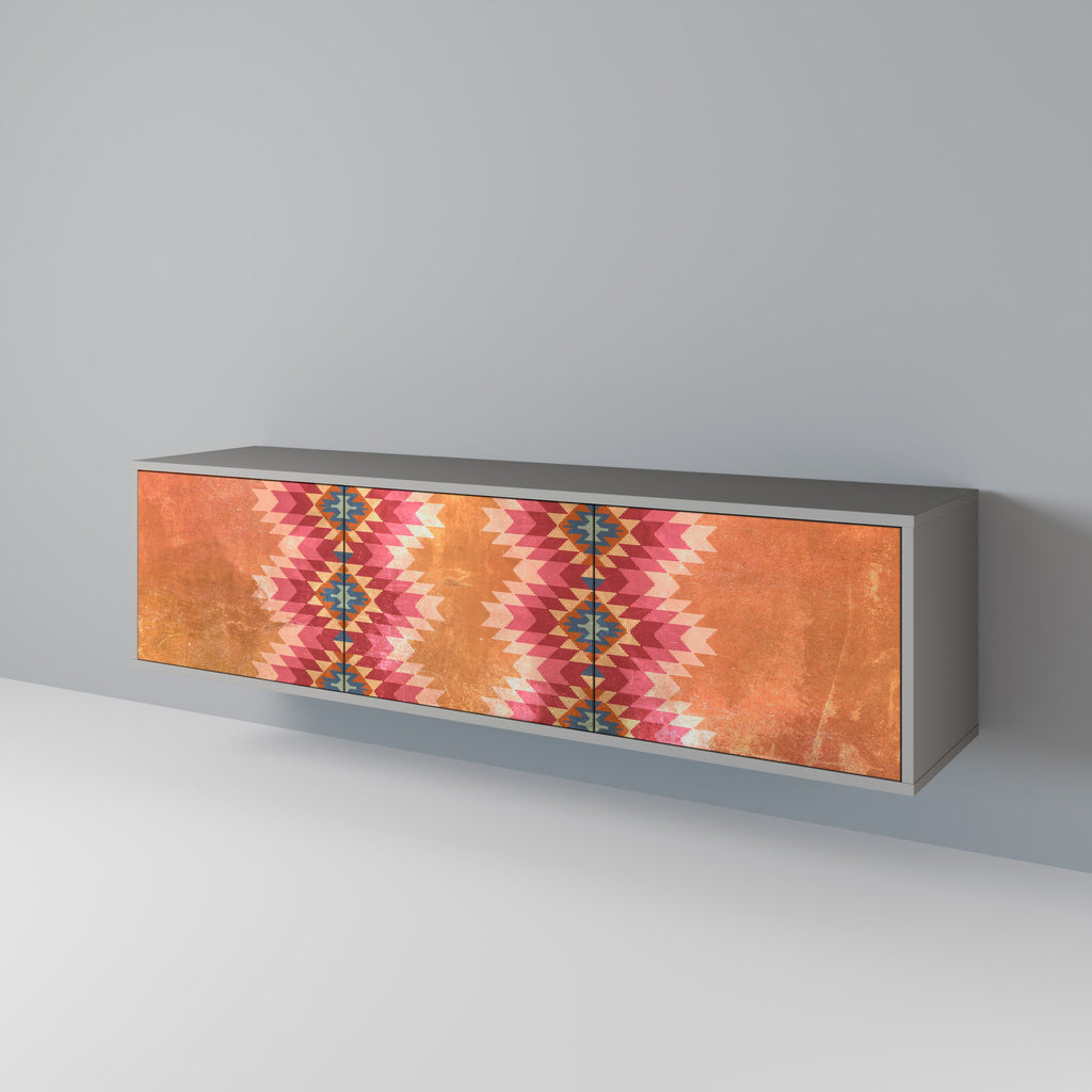 INDIAN FOLK 3-Door TV Stand in Grey Finish