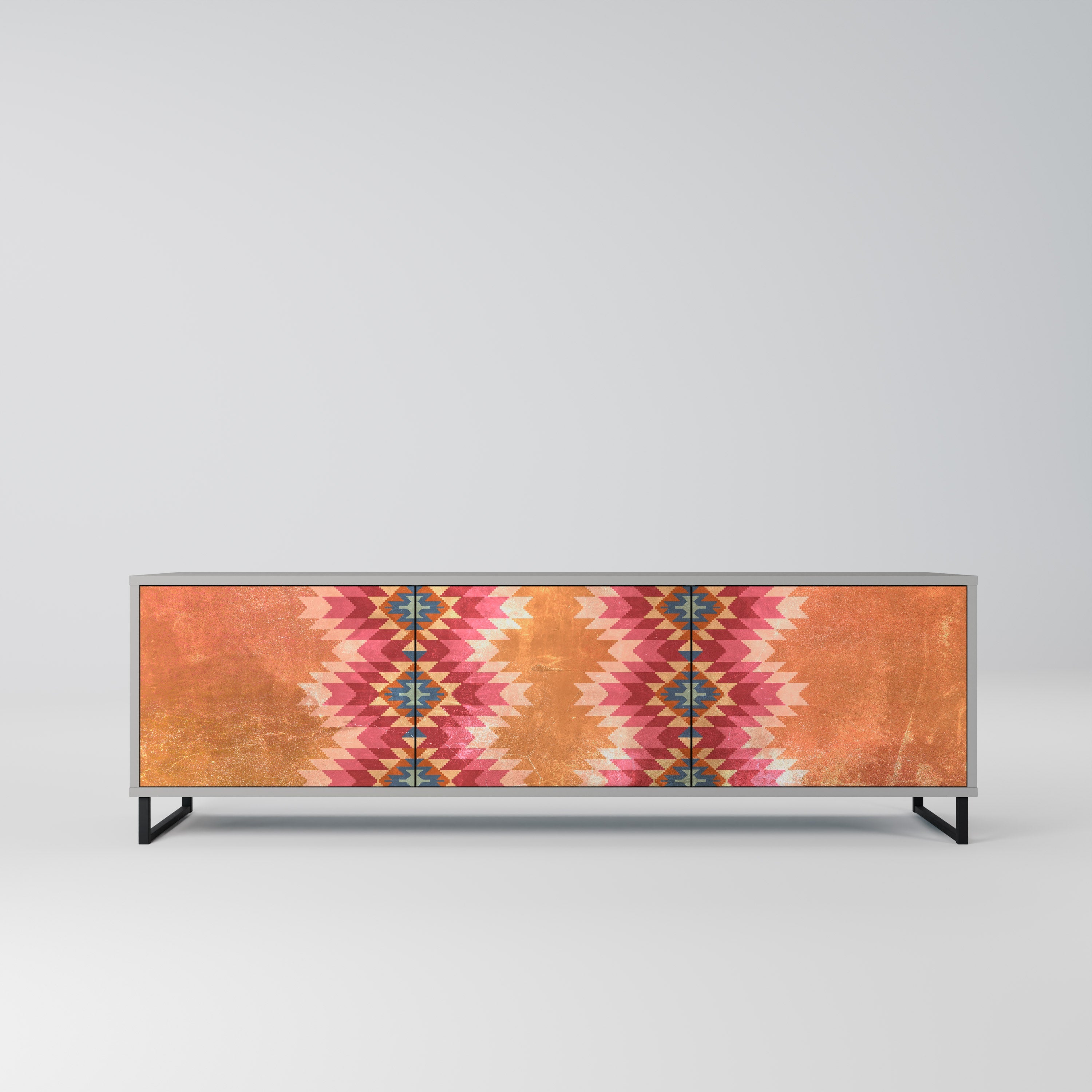 INDIAN FOLK Móvel de TV com 3 Portas em Acabamento Cinzento