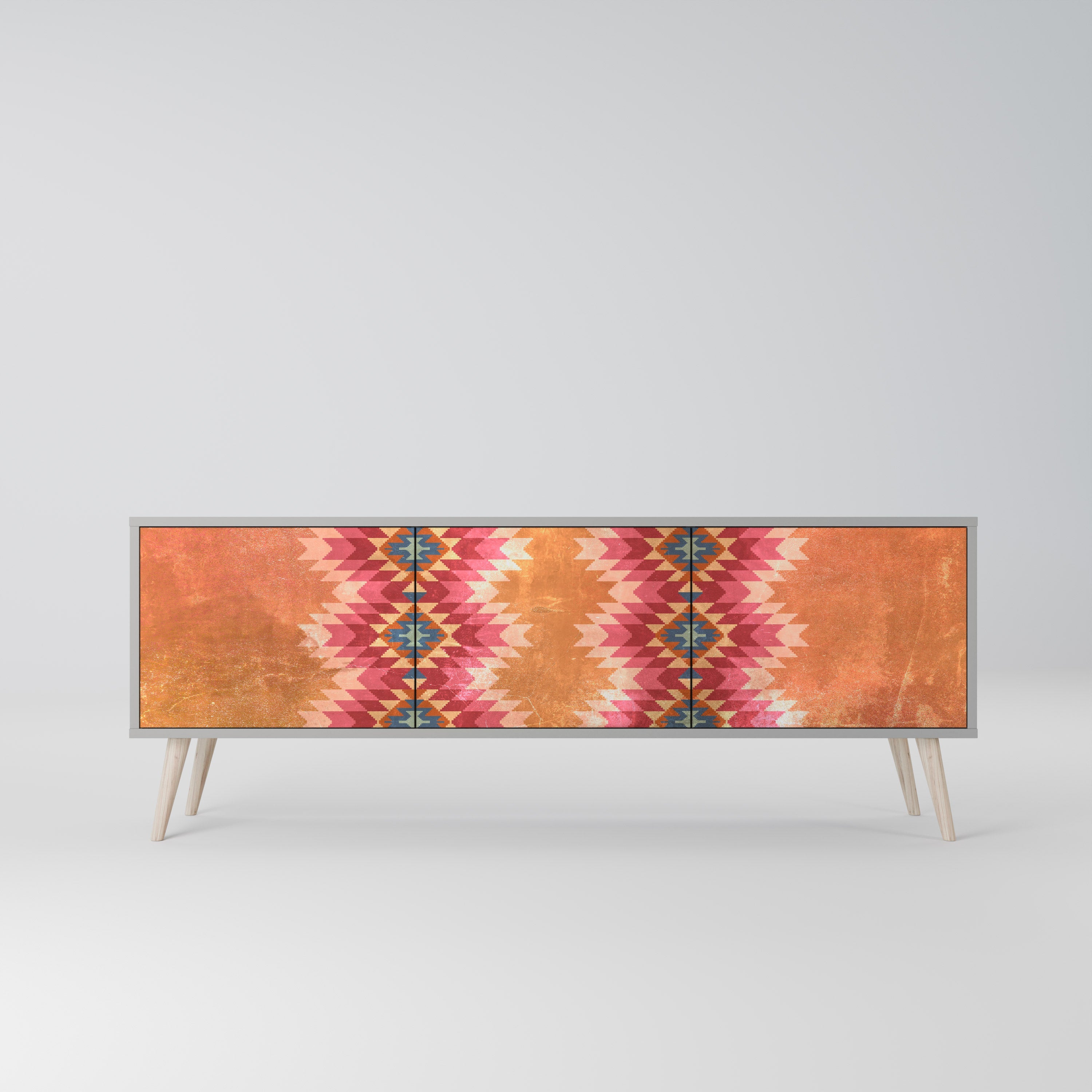 INDIAN FOLK Móvel de TV com 3 Portas em Acabamento Cinzento