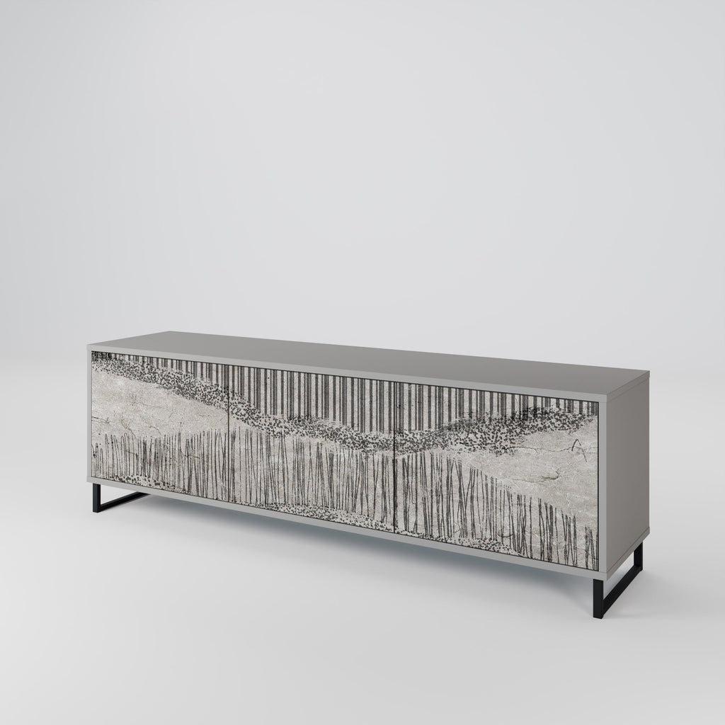 GRAIN LINES Móvel de TV com 3 Portas em Acabamento Cinzento
