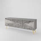 GRAIN LINES Móvel de TV com 3 Portas em Acabamento Cinzento