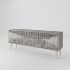 GRAIN LINES Móvel de TV com 3 Portas em Acabamento Cinzento