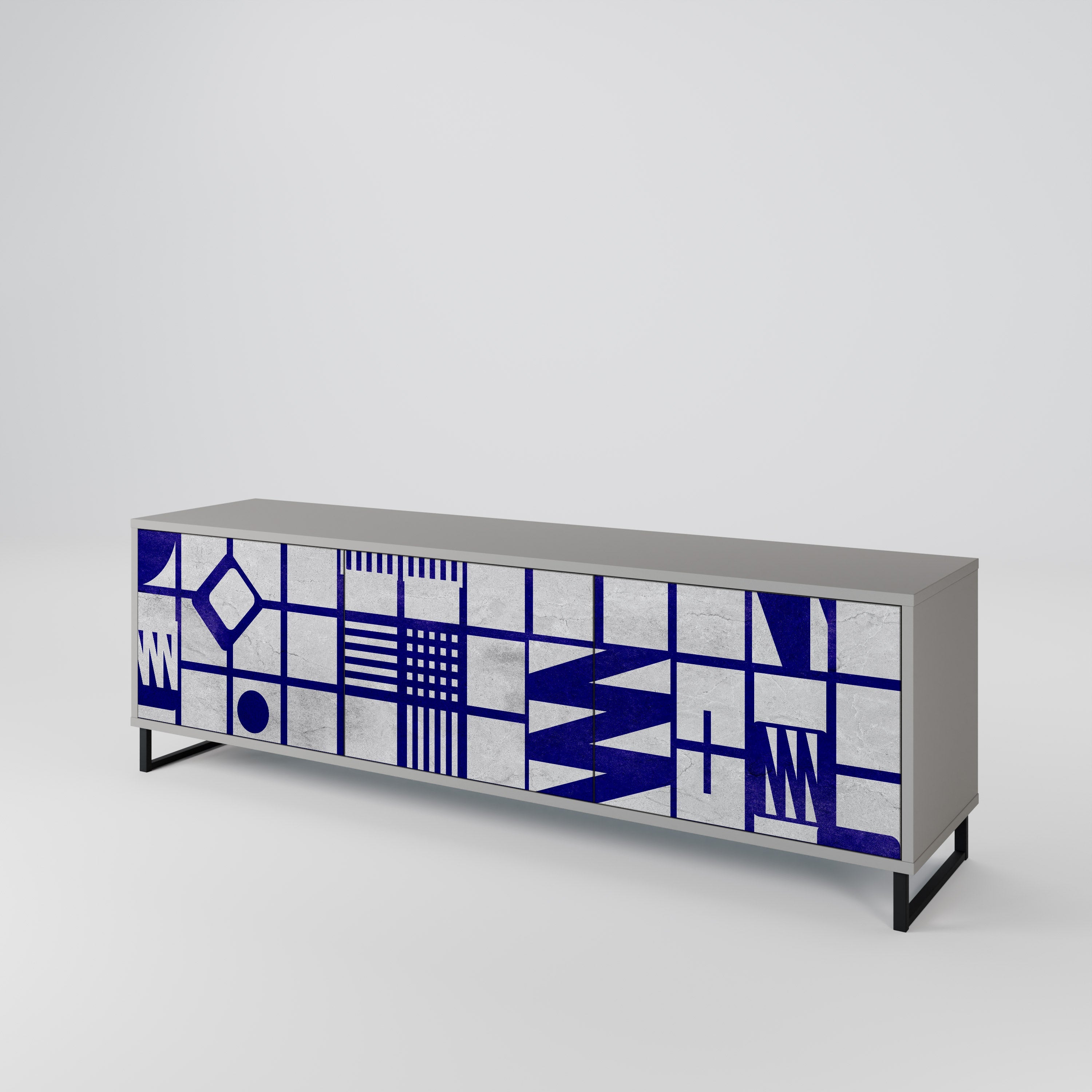 THE RIGHT PLACES Móvel de TV com 3 Portas em Acabamento Cinzento