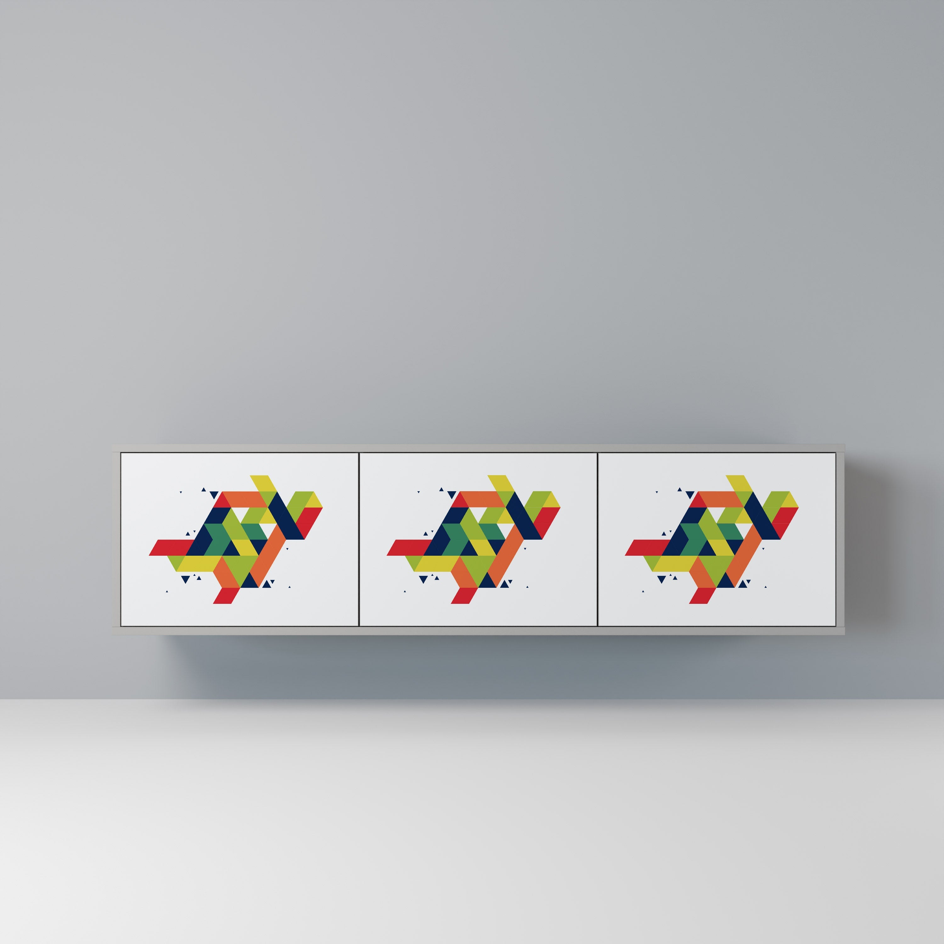 FUTURE SIGN Móvel de TV com 3 Portas em Acabamento Cinzento