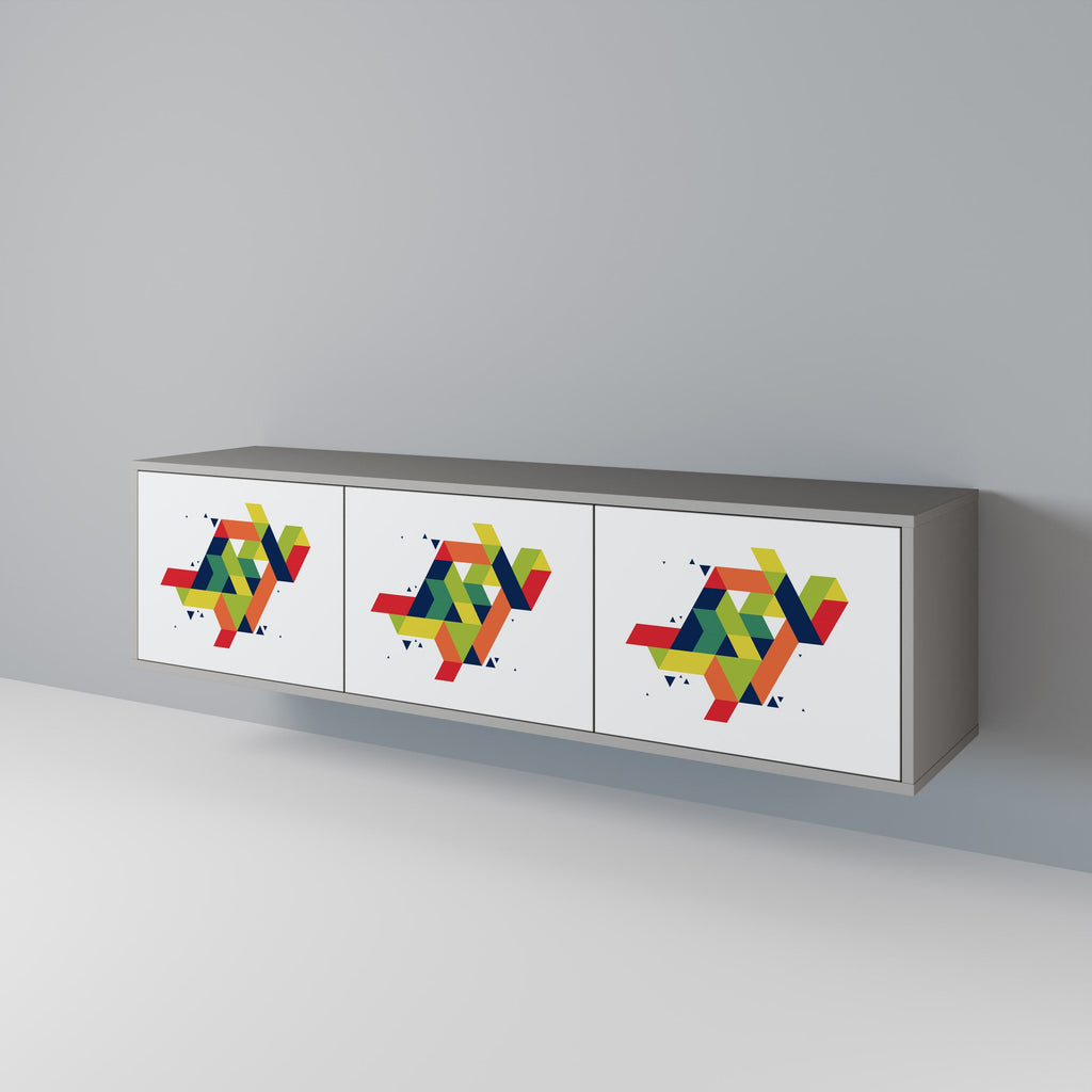 FUTURE SIGN Móvel de TV com 3 Portas em Acabamento Cinzento