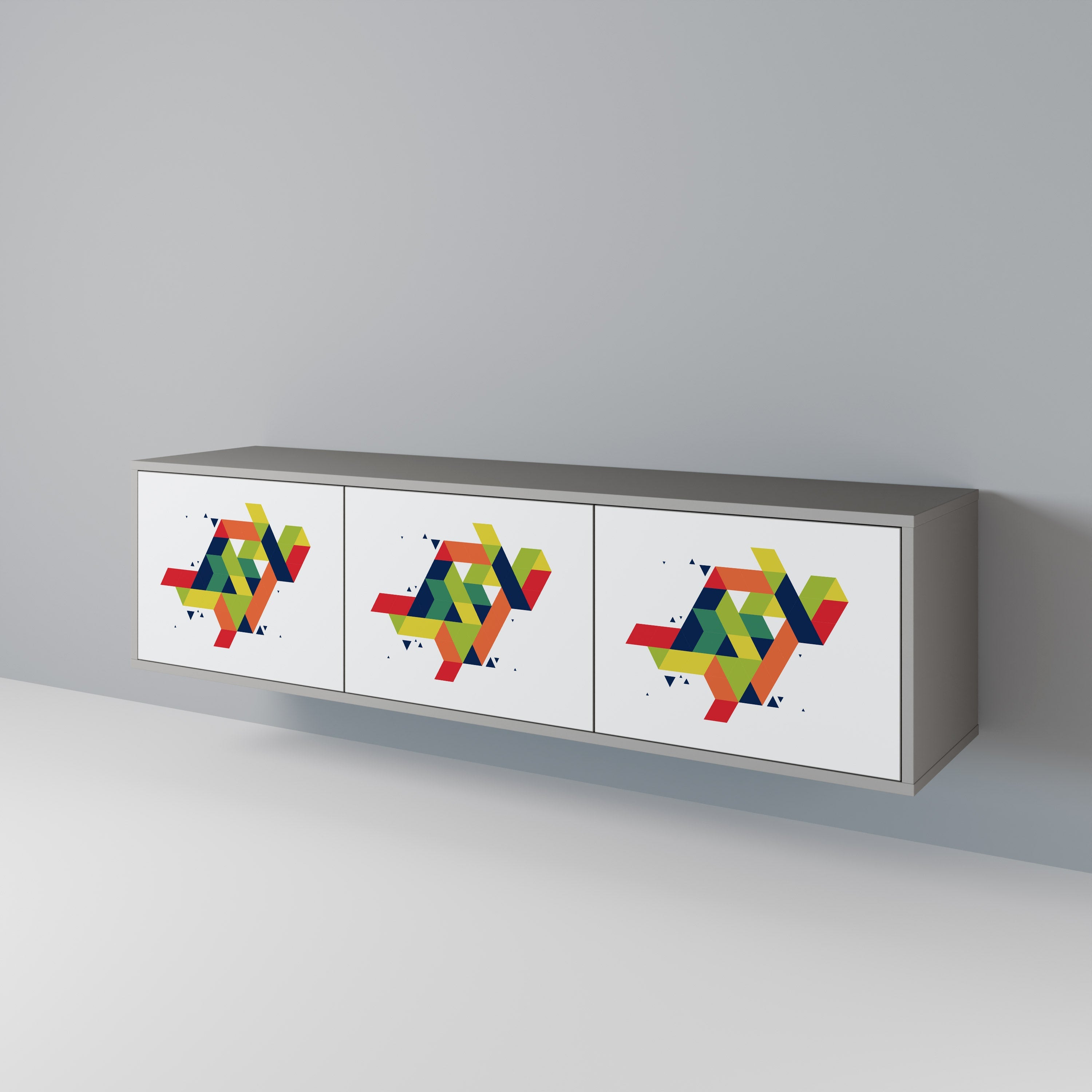 FUTURE SIGN Móvel de TV com 3 Portas em Acabamento Cinzento