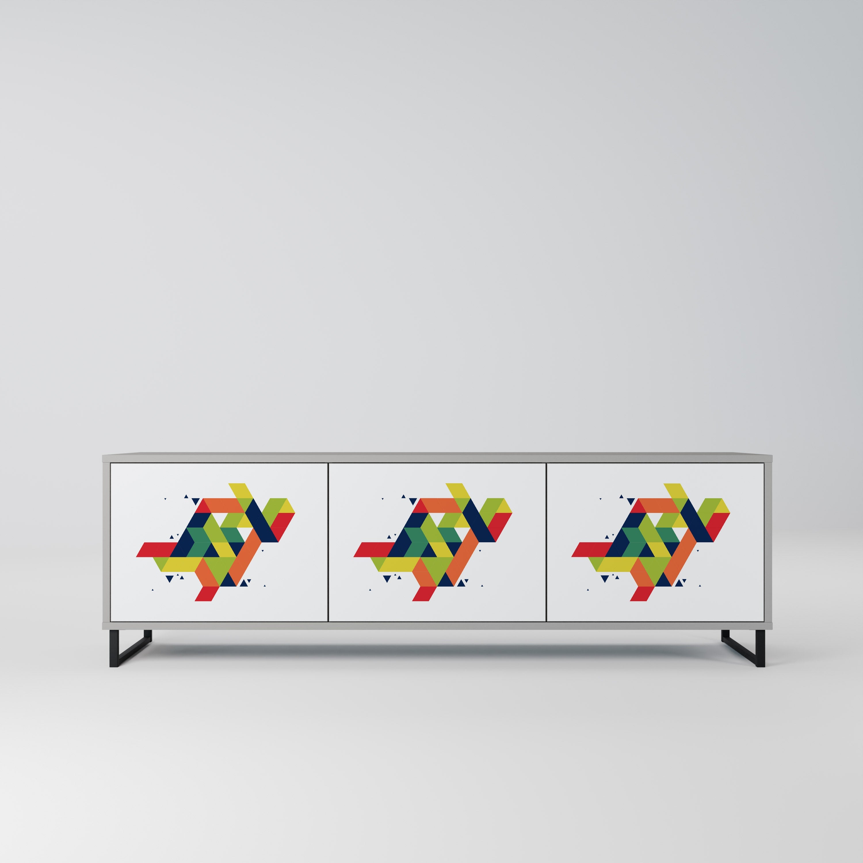 FUTURE SIGN Móvel de TV com 3 Portas em Acabamento Cinzento