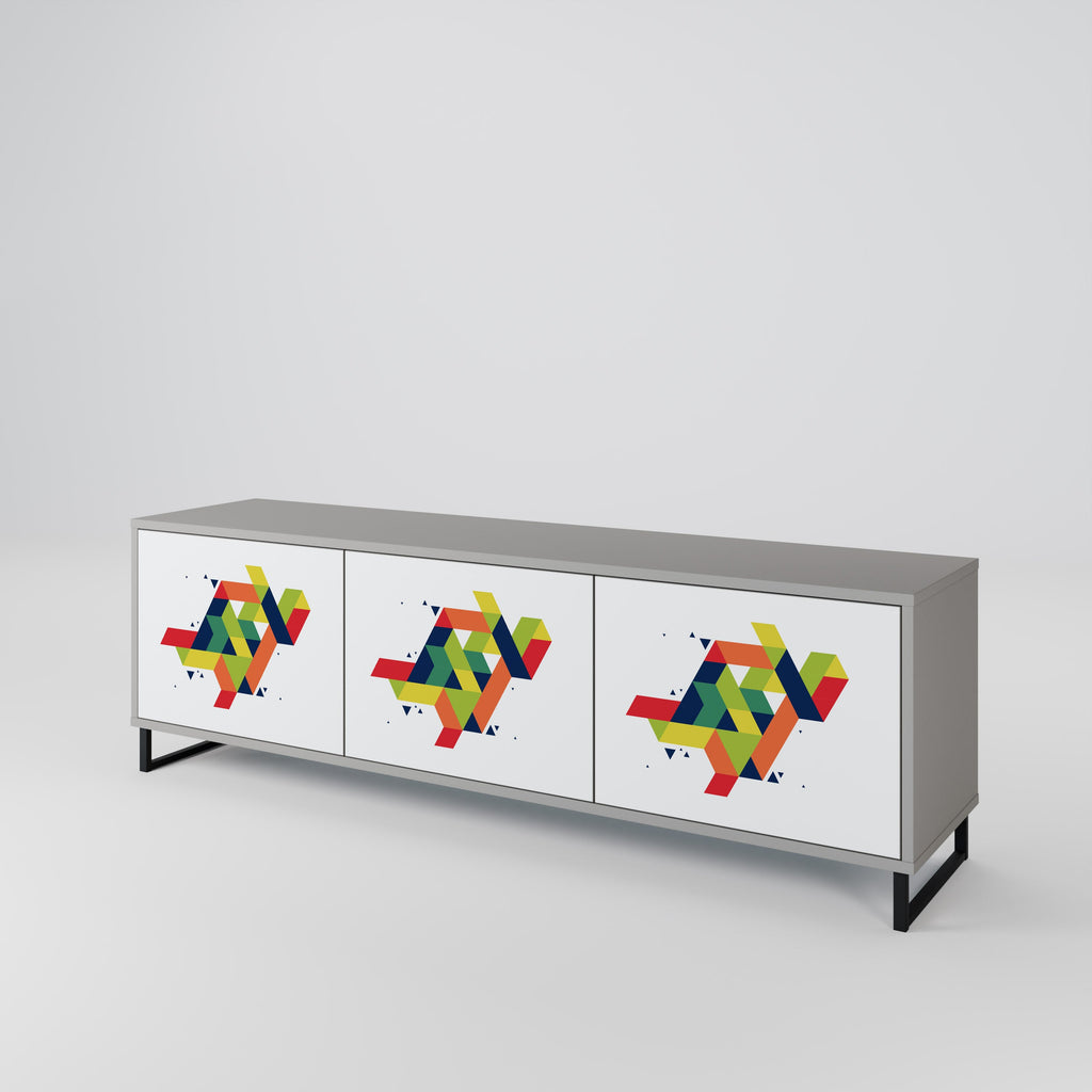 FUTURE SIGN Móvel de TV com 3 Portas em Acabamento Cinzento